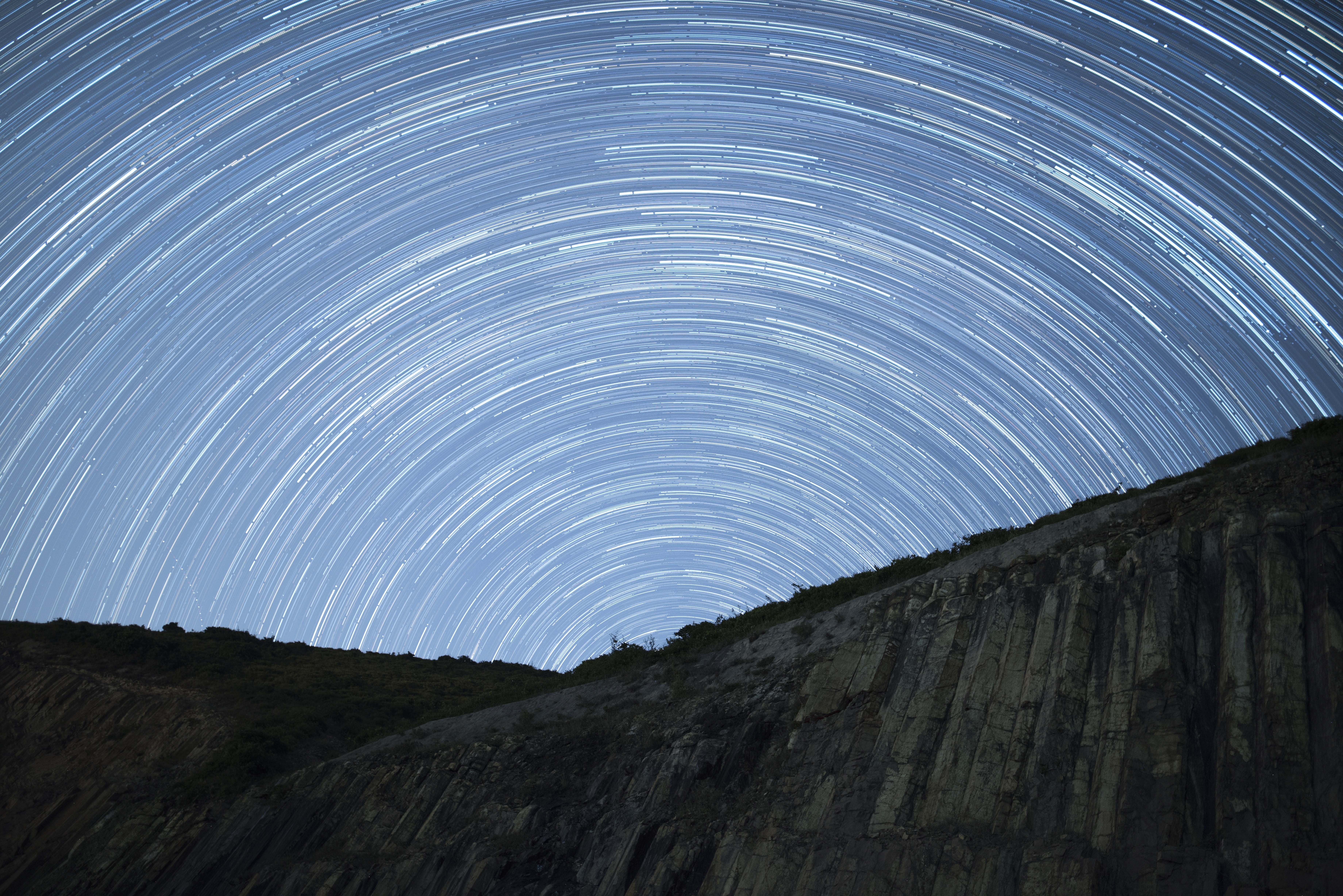 startrails, low angle view, night sky, star, star trail, no people, starry, beauty in nature, motion, night, 5K, nature, spinning, star - space, space and astronomy, HD Wallpaper