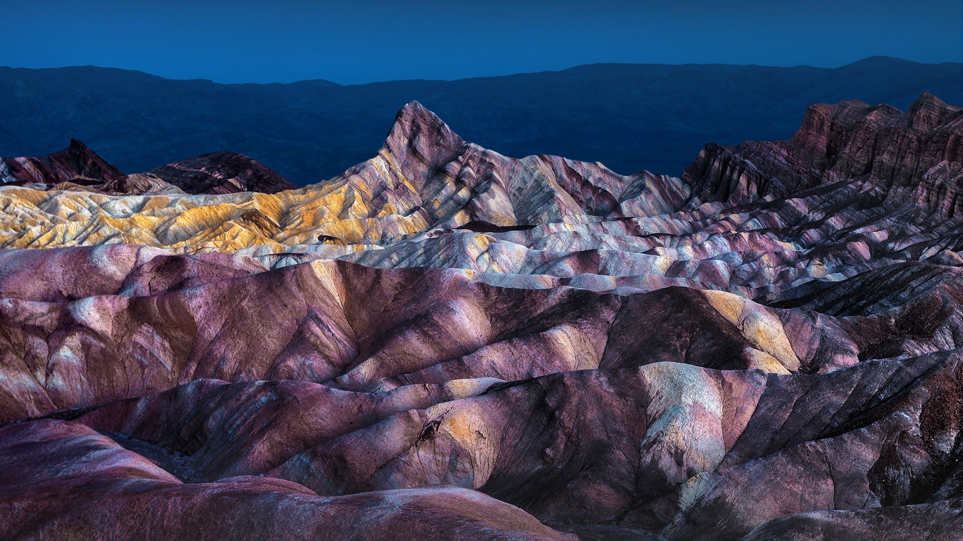 night, mountains, nature, Zabriskie Point, landscape, rocks, USA, 1080P, sky, lights, California, Death Valley, HD Wallpaper
