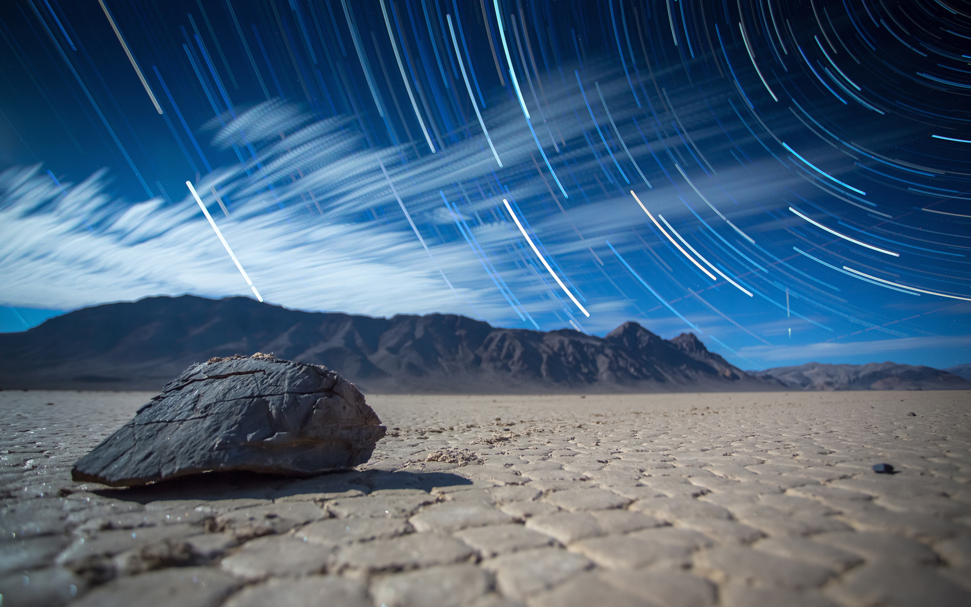 Death Valley, 4K, Racetrack, Star Trails, 4K, HD Wallpaper
