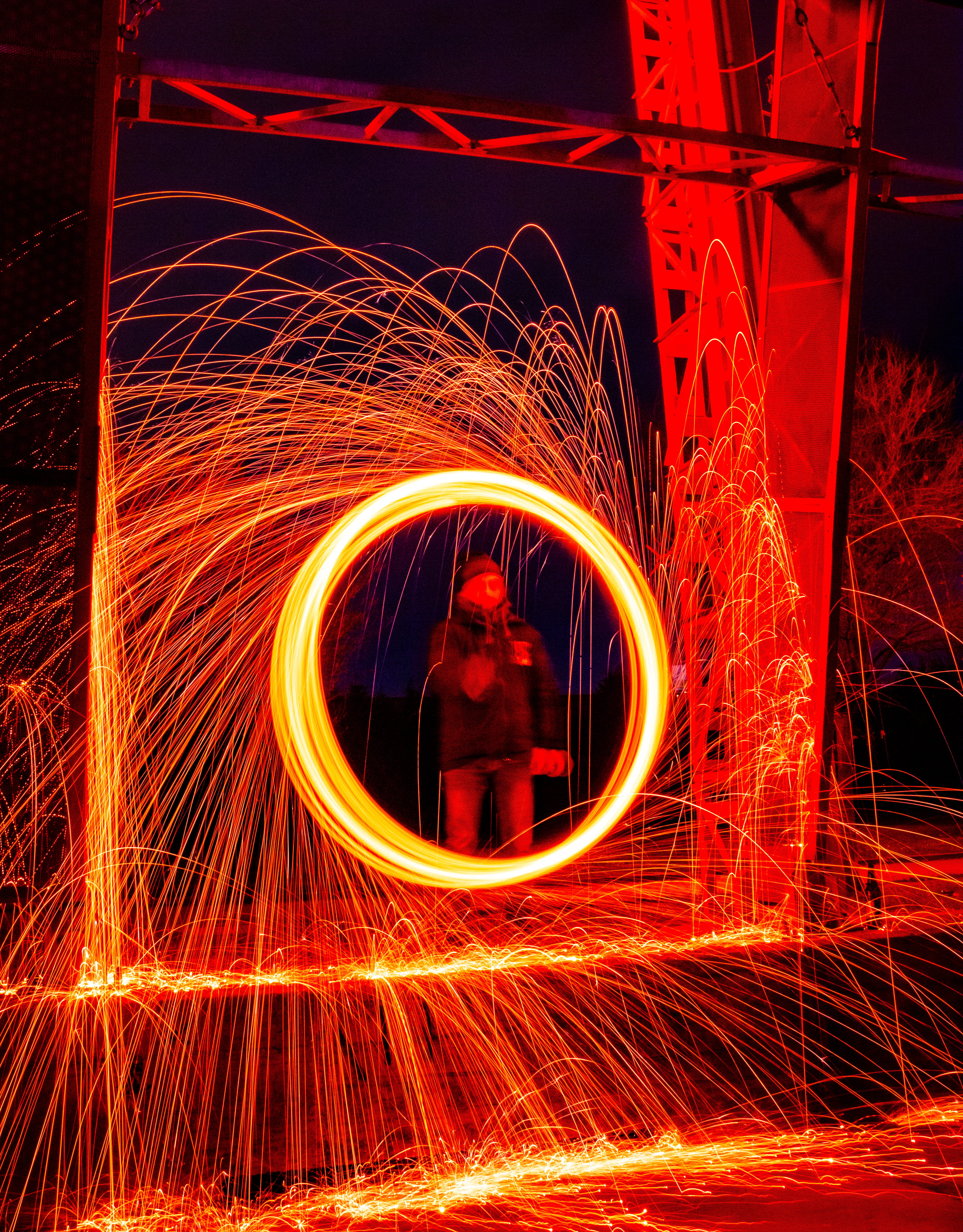 night, burning, glowing, milan, illuminated, red, blurred motion, lightpainting, one person, orange color, speed, arts culture and entertainment, italy, Phone HD Wallpaper