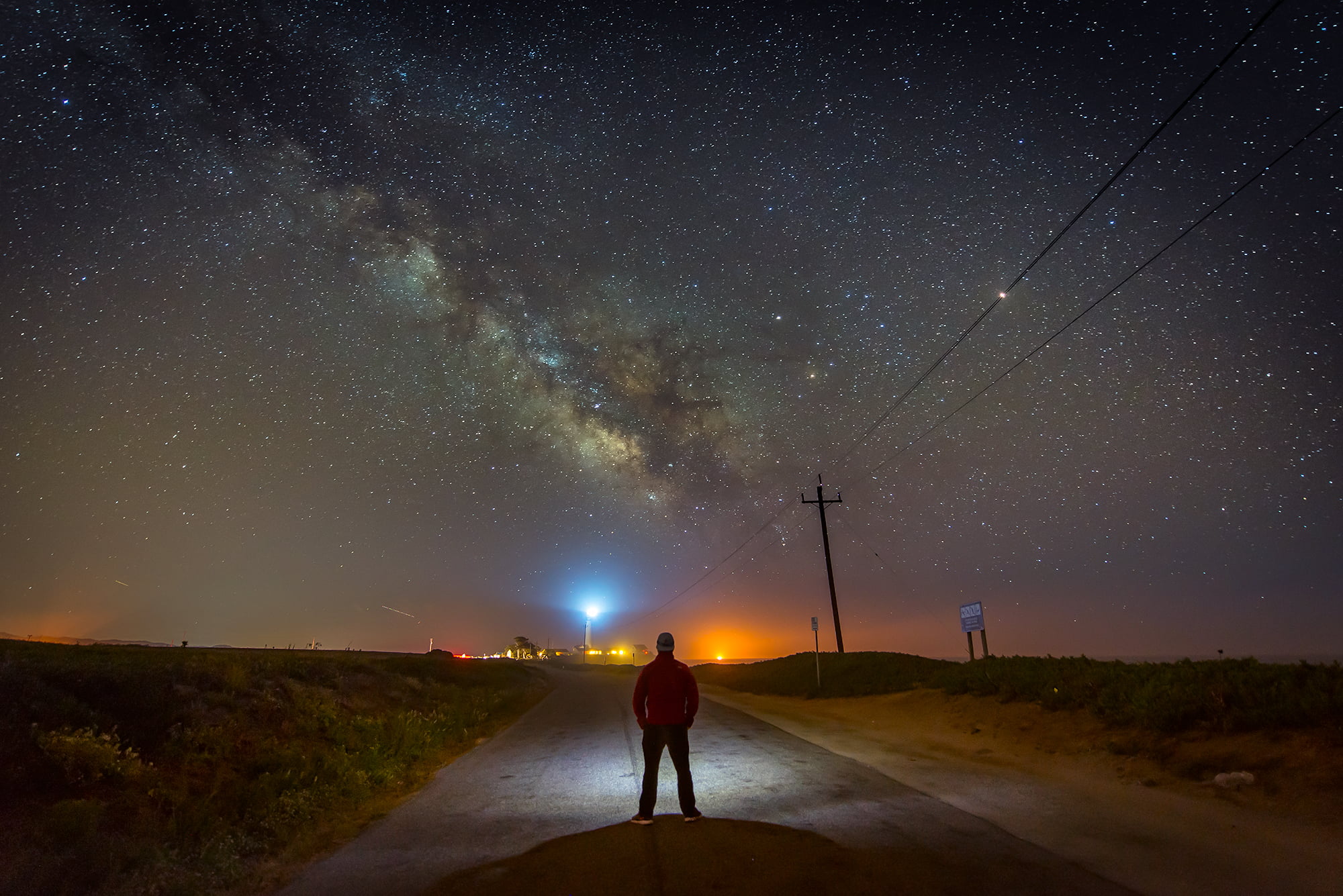 milky way galaxy, Fog, milky Way, man, Moment, California, star - Space, wearing, photography, 1080P, constellation, pigeon point, pants, coast  Stars, HD Wallpaper