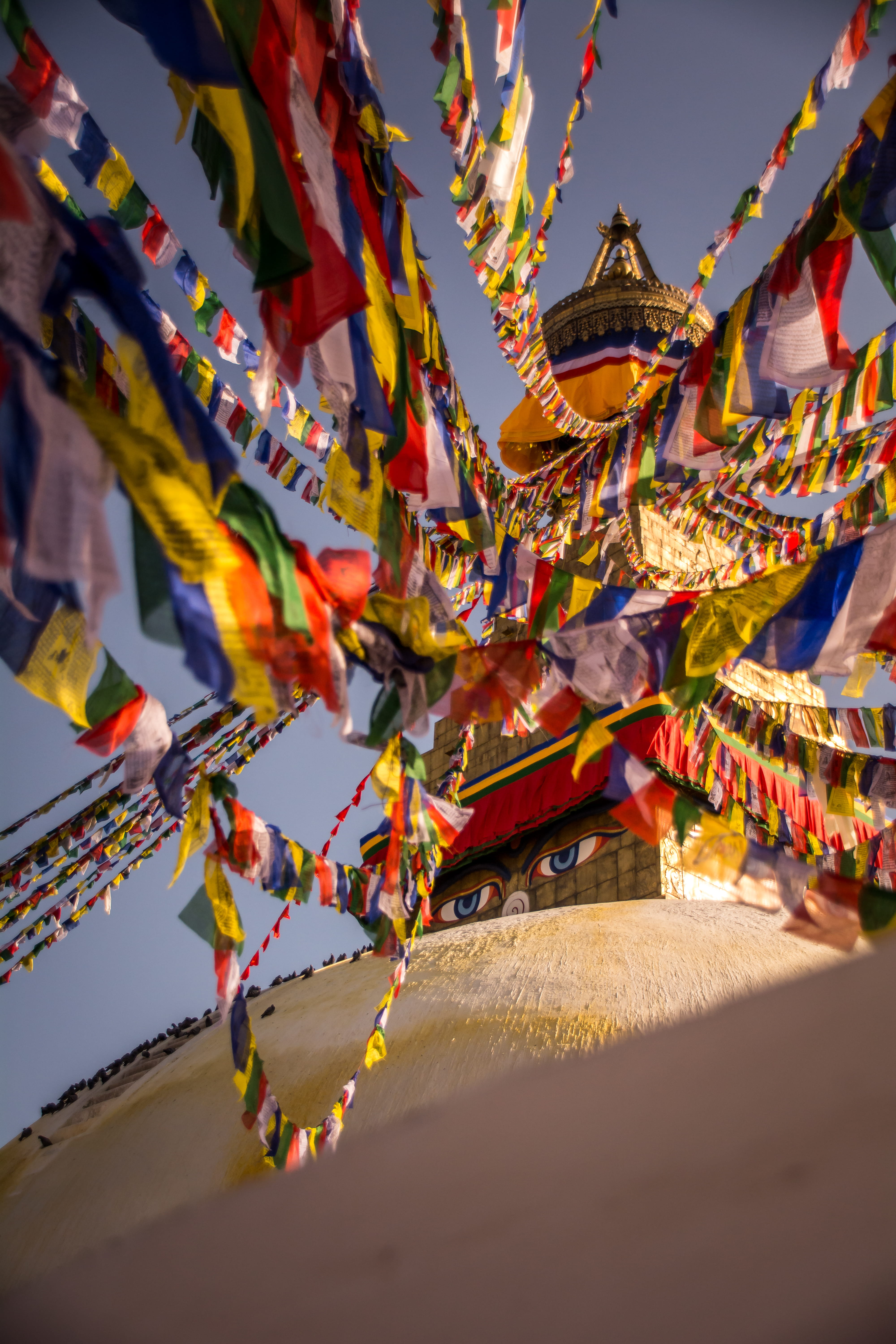 nature, flag, culture, buddhism, day, place of worship, decoration, 5K, prayers, sky, built structure, low angle view, spirituality, outdoors, buddha, Phone HD Wallpaper