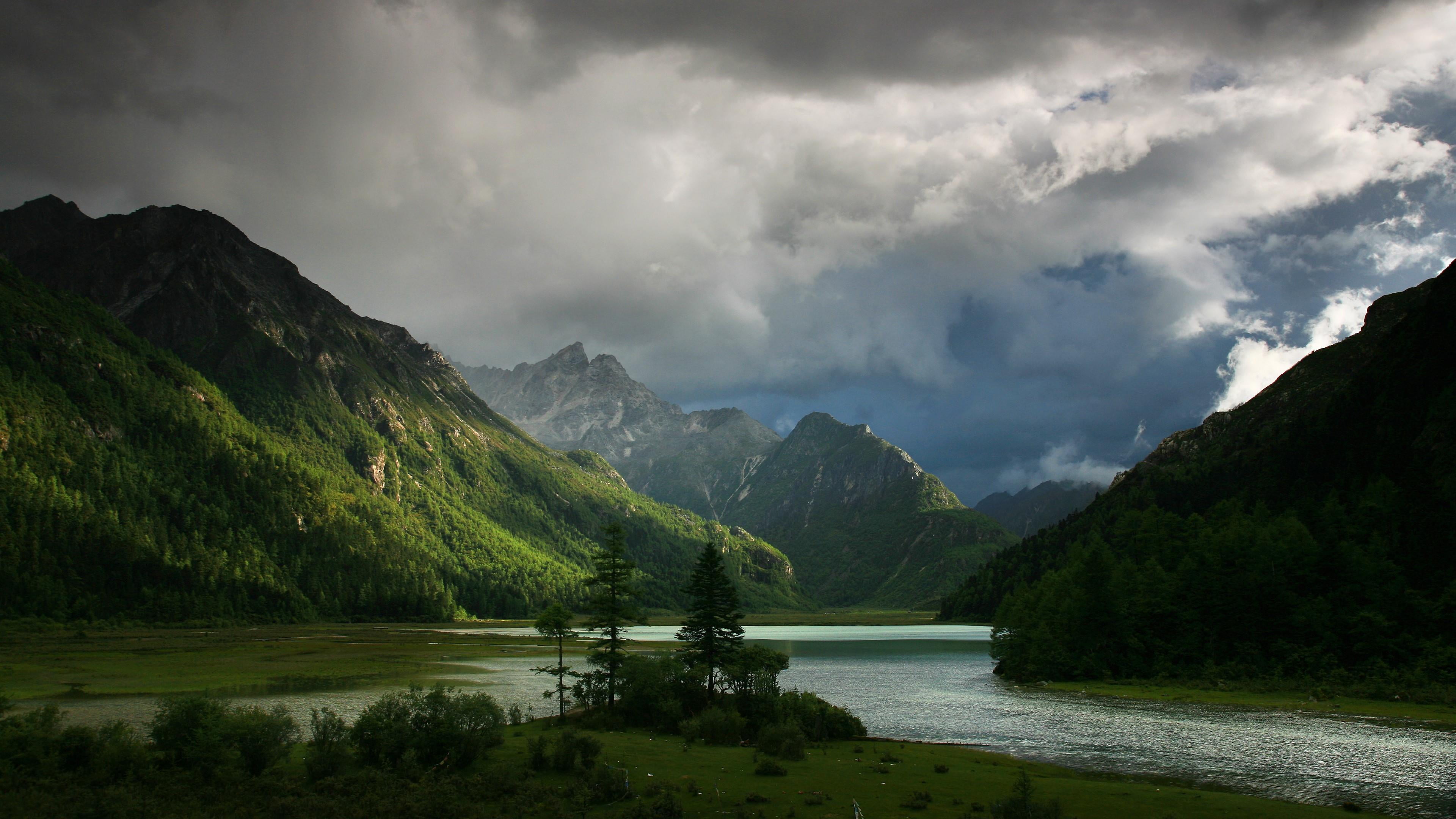 tranquility, beauty in nature, daytime, reflection, environment, plant, water, asia, garze, nature, cloud - sky, 4K, scenics - nature, power in nature, HD Wallpaper