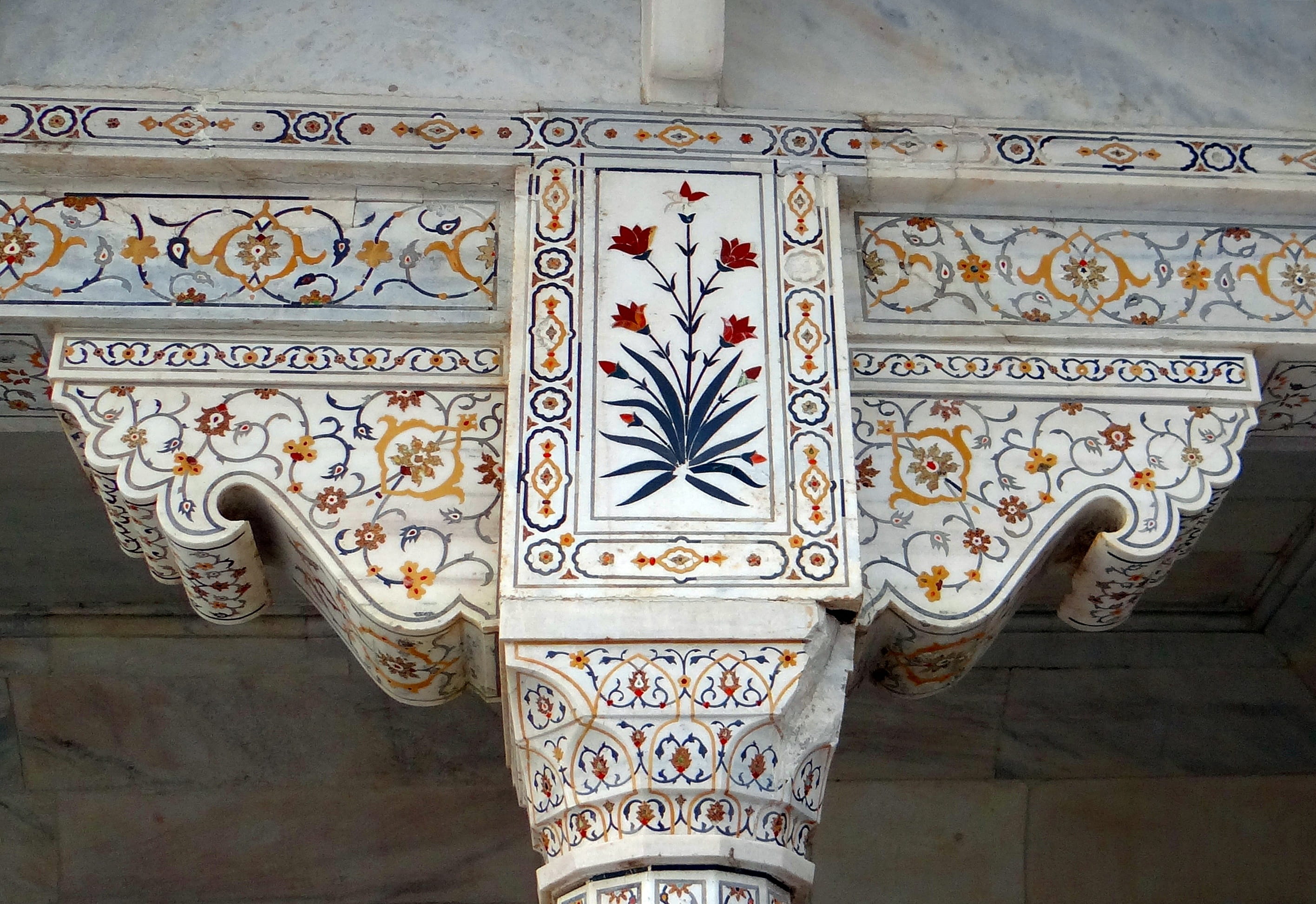 architectural Column, belief, floral pattern, architecture and art, creativity, ornate, arch, craft, 2K, pattern, design, precious stones inlaid, spirituality, HD Wallpaper