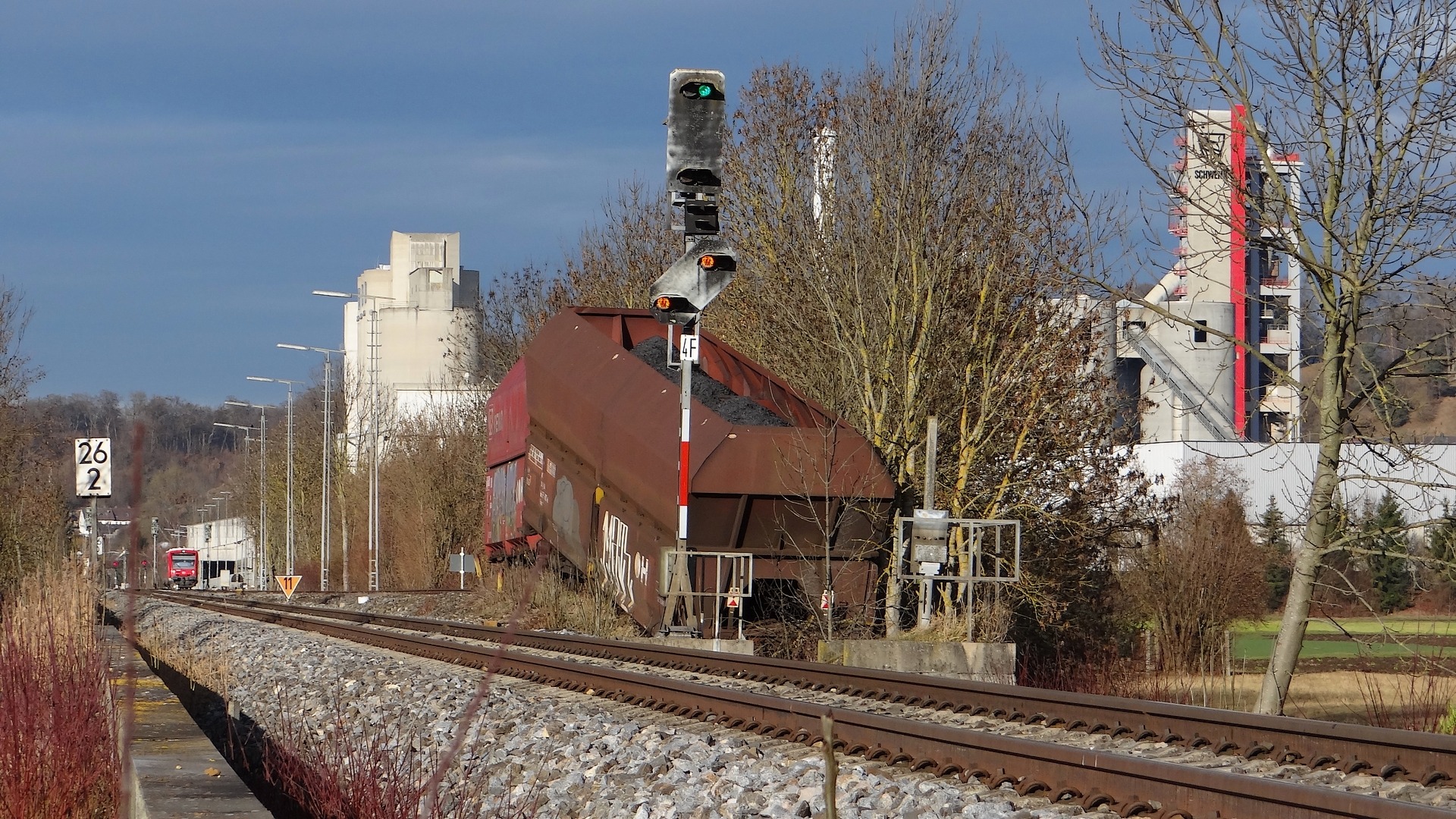bare tree, 1080P, mergelstetten, day, no people, kbs 757, railroad mishap, railroad track, building exterior, industry, winter, rail transportation, built structure, HD Wallpaper