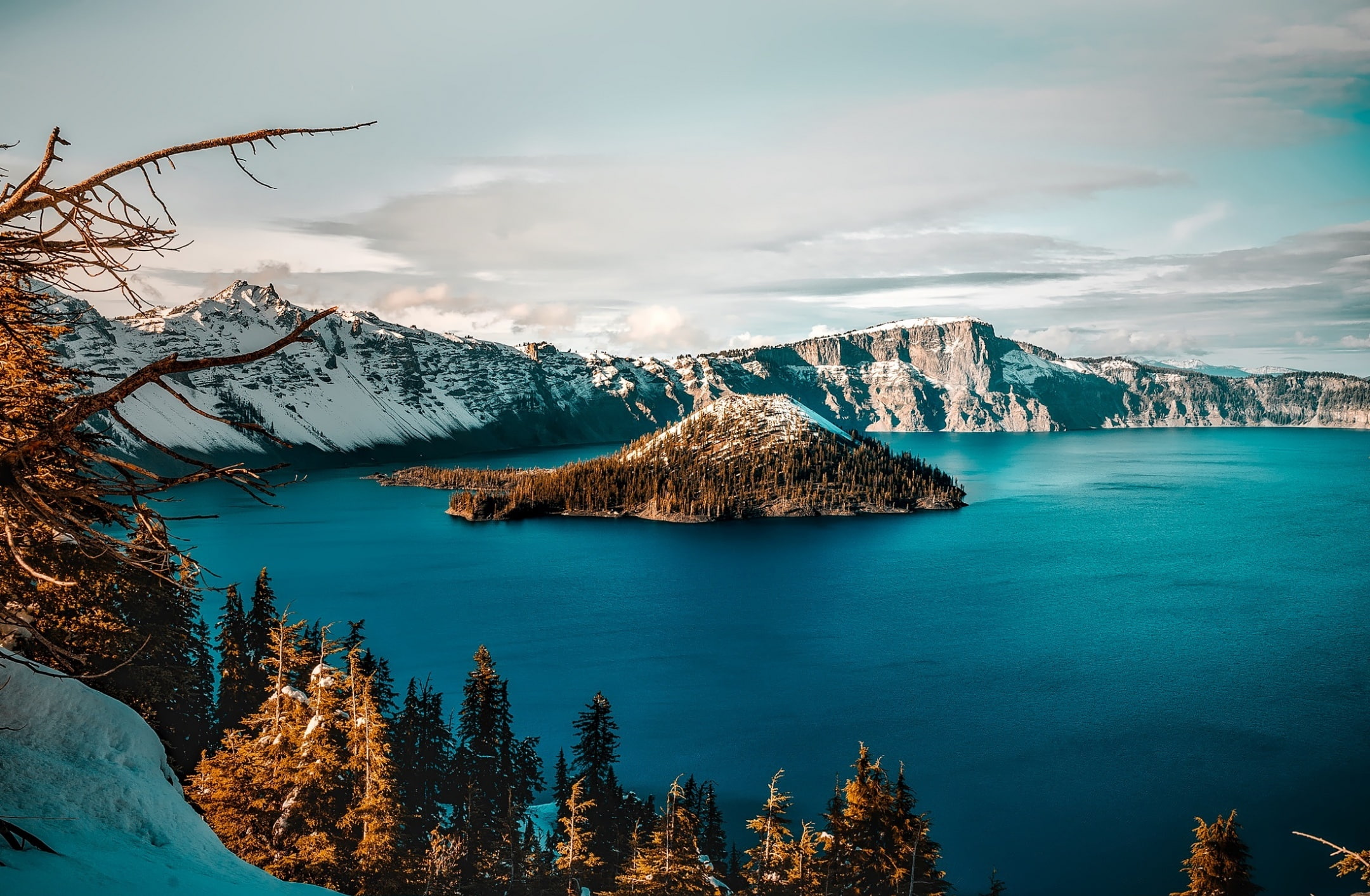 Mountains, Wilderness, mountain, Winter, tree, beauty in nature, destinations, island, Oregon, Woods, Forest, United States, cold temperature, Nature, Country, HD Wallpaper