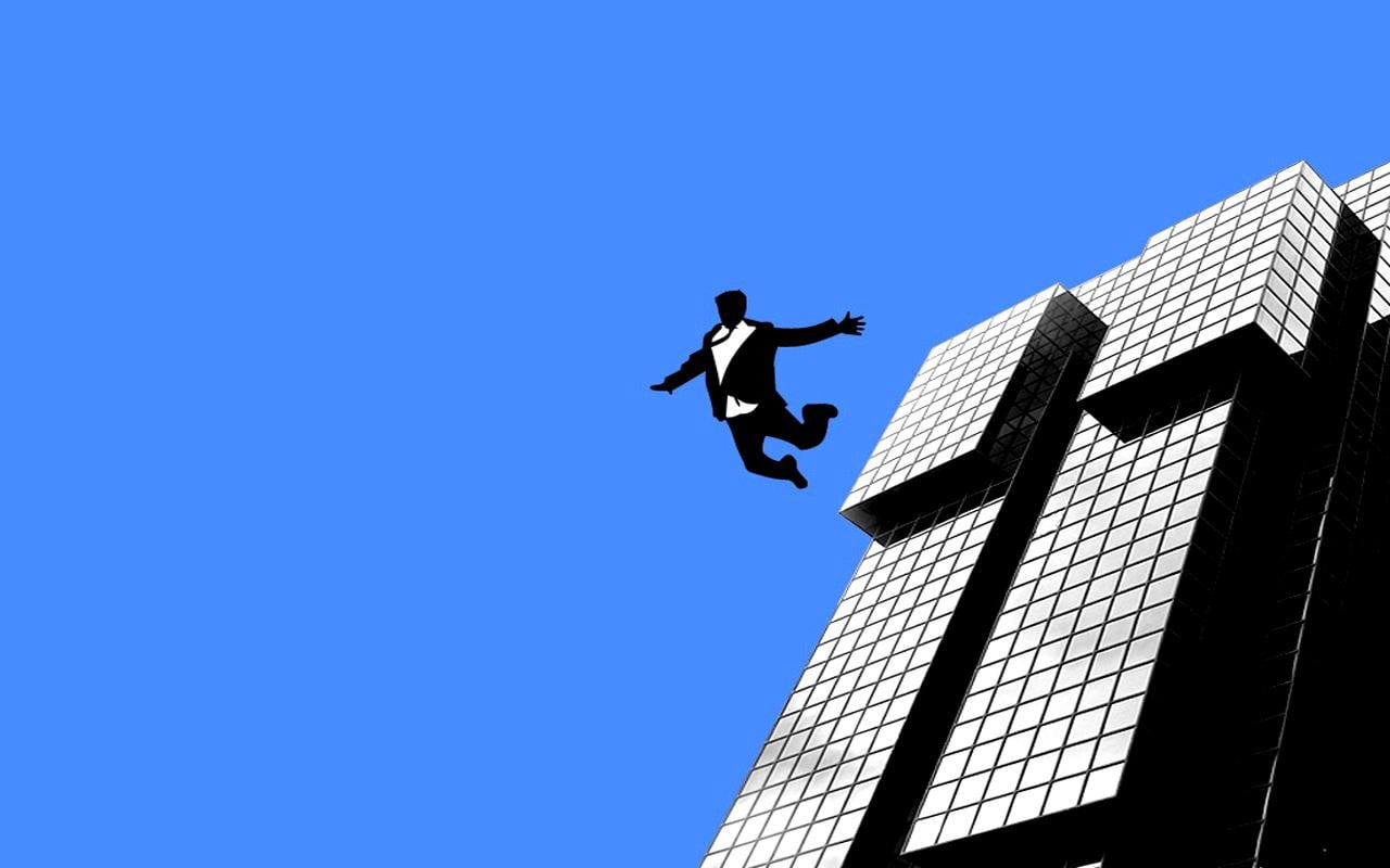 mid-air, low angle view, nature, Mad Men, sky, copy space, clear sky, full length, built structure, 720P, outdoors, sign, architecture, jumping, abstract, HD Wallpaper