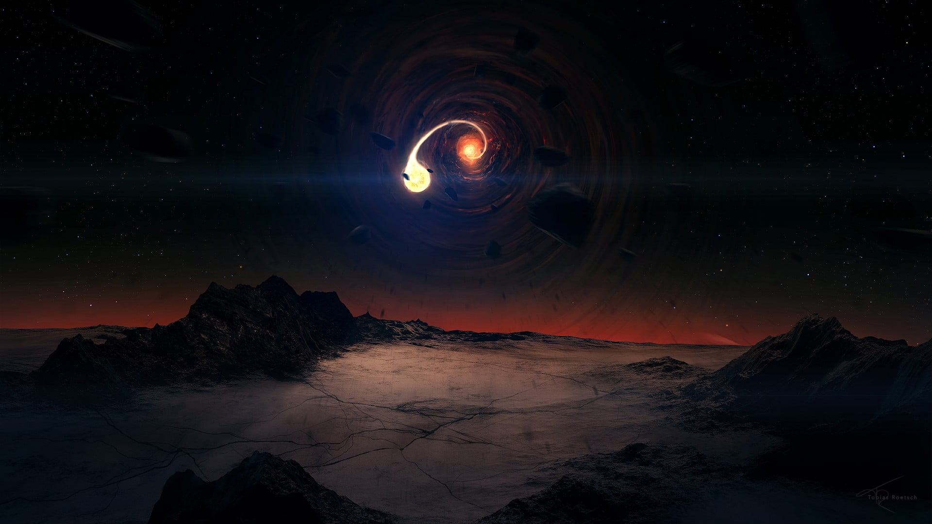 rock - object, nature, mountain, idyllic, abstract, exploration, nebula, sky, rock, moonlight, night, galaxy, beauty in nature, illuminated, HD Wallpaper