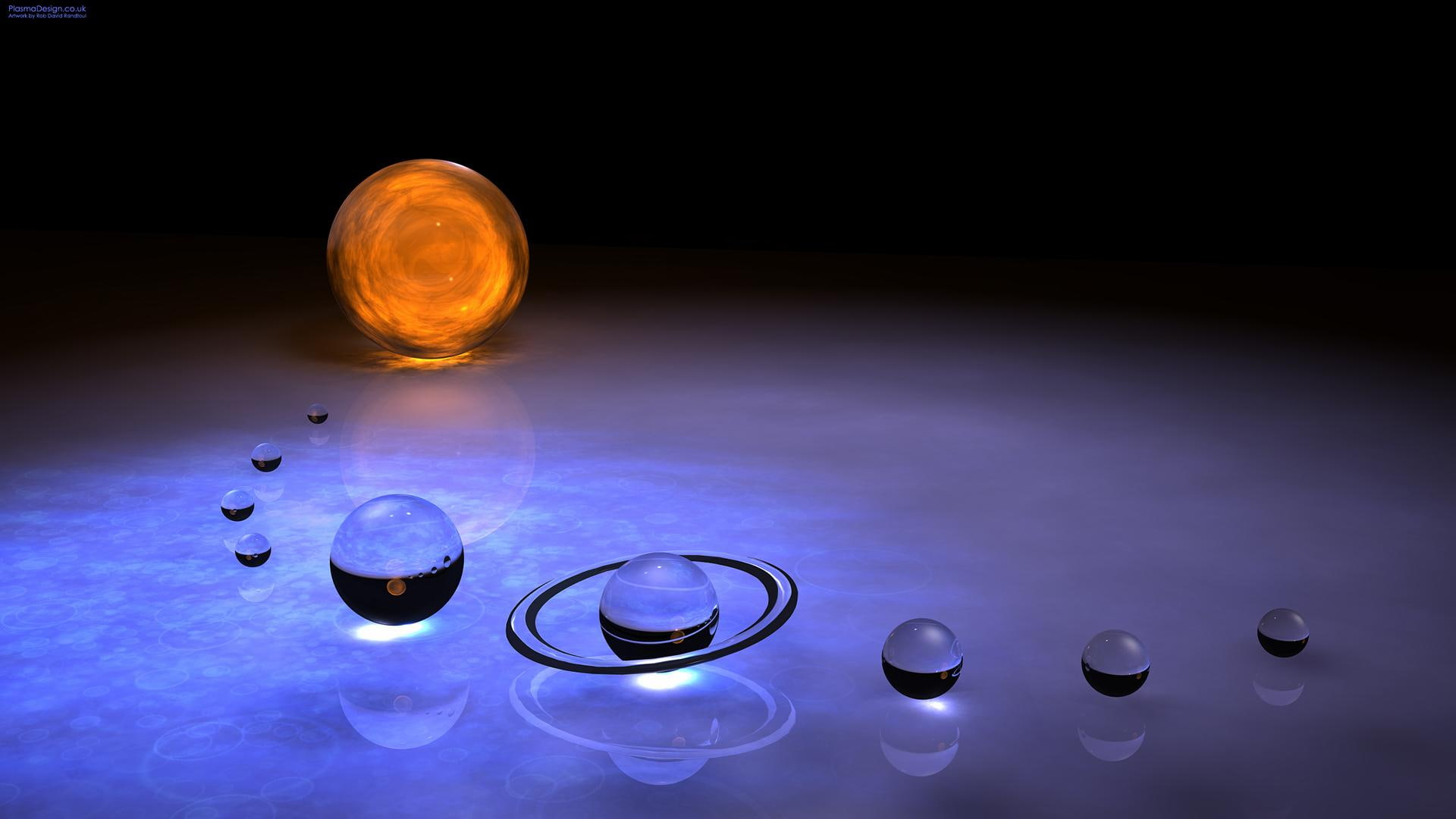 hdtv, illustration, p, 3d and abstract, system, 1080P, solar, blue, 3d and cg, constellation, globes, hd 1080p, hdtv 1080p, HD Wallpaper