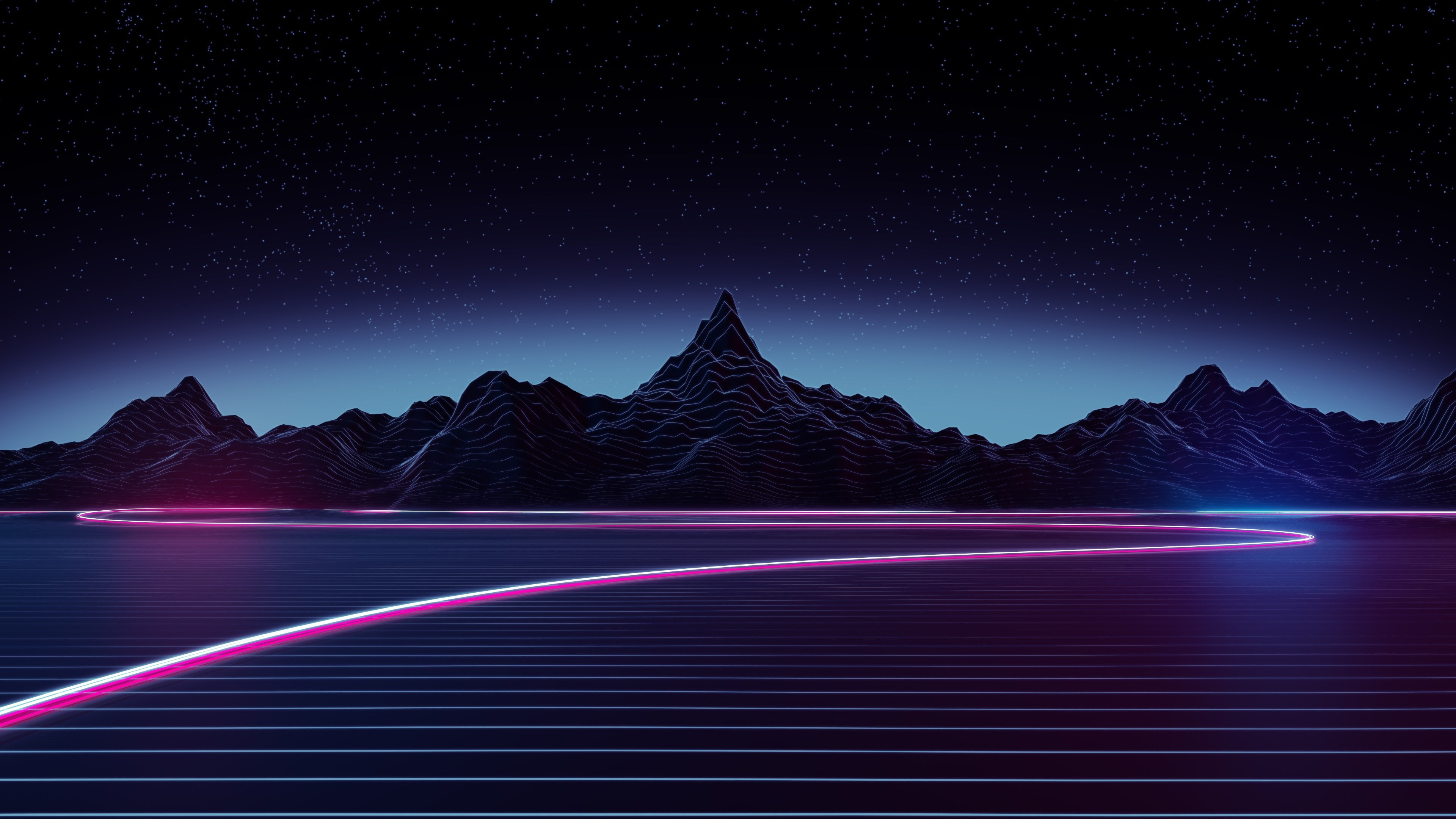 mountain peak, galaxy, milky way, mountain, light trail, space and astronomy, motion, architecture, long exposure, connection, neon 4k  theme, illuminated, HD Wallpaper