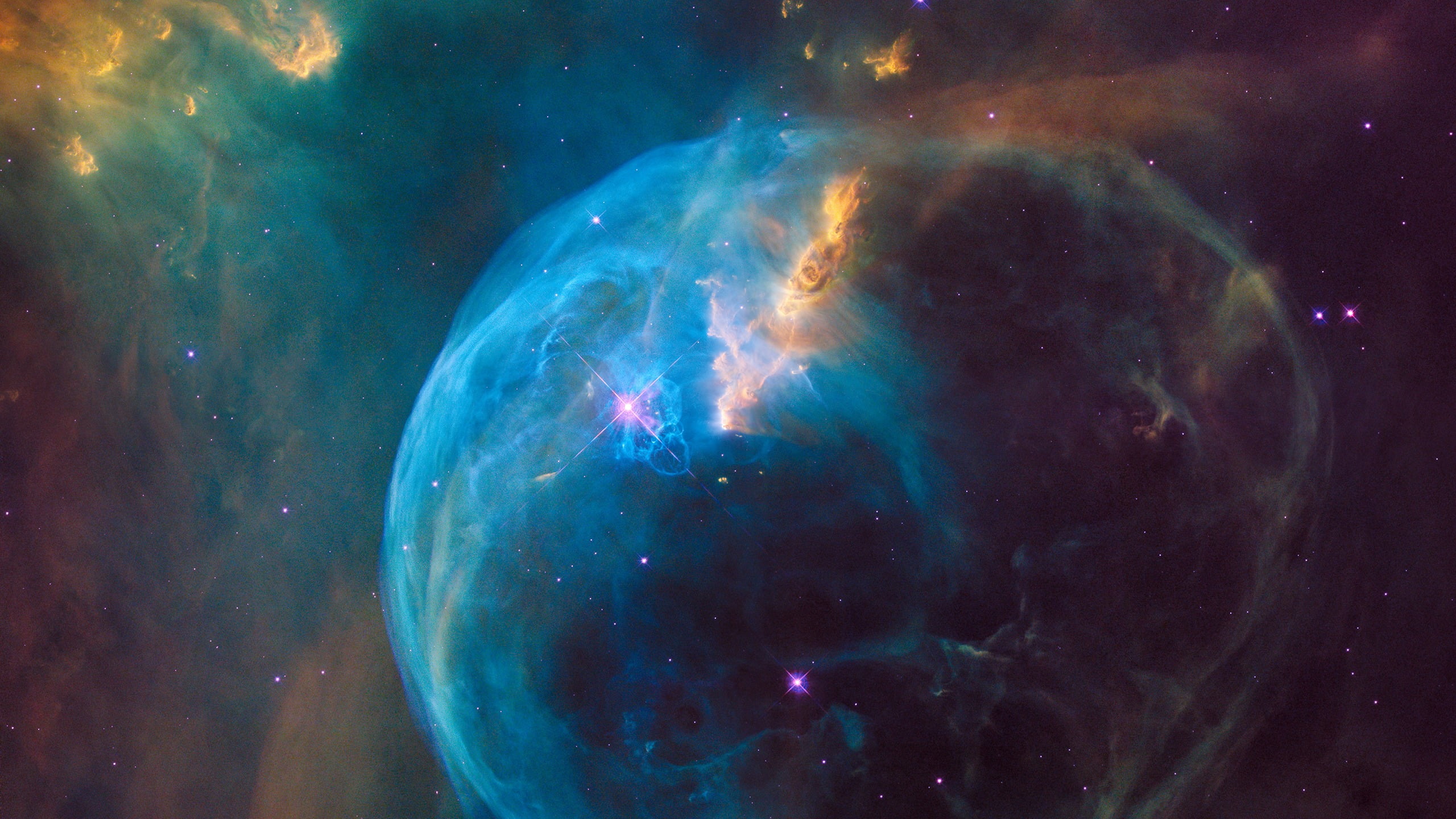 cloud - sky, beauty in nature, blue, sky, planet - space, galaxy, NGC 7635, illuminated, dust, outdoors, nebula, space, no people, nature, NASA, HD Wallpaper