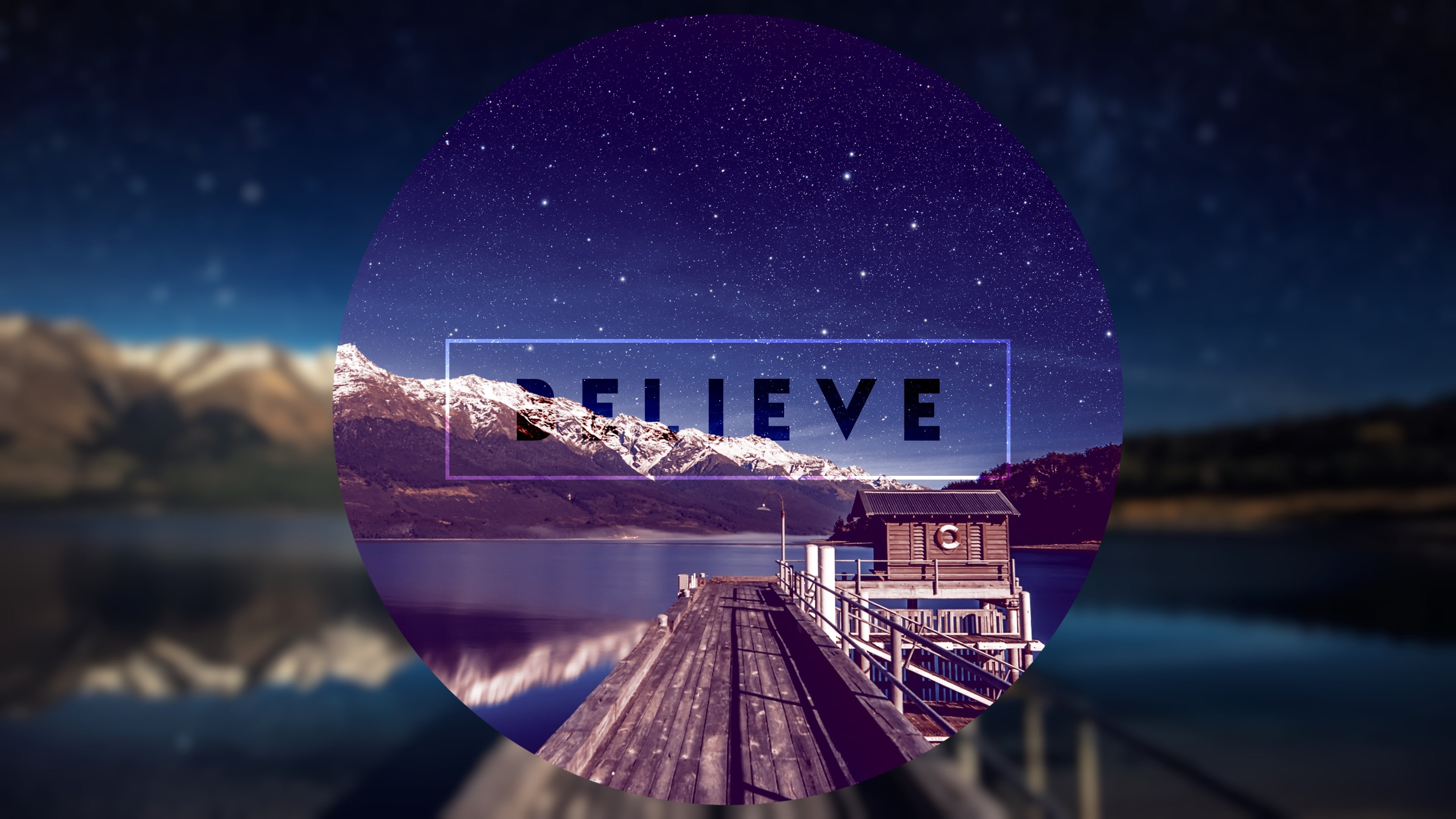 cabin, 4K, mountains, lake, landscape, polyscape, constellations, HD Wallpaper