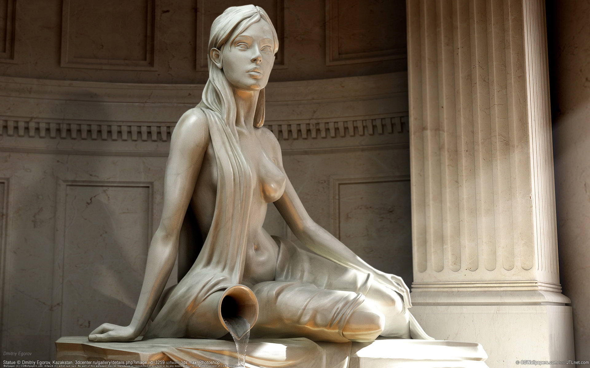 architecture, 1080P, dmitriy egorov, woman, hairstyle, religion, building, carving - craft product, architectural Column, representation, built structure, HD Wallpaper