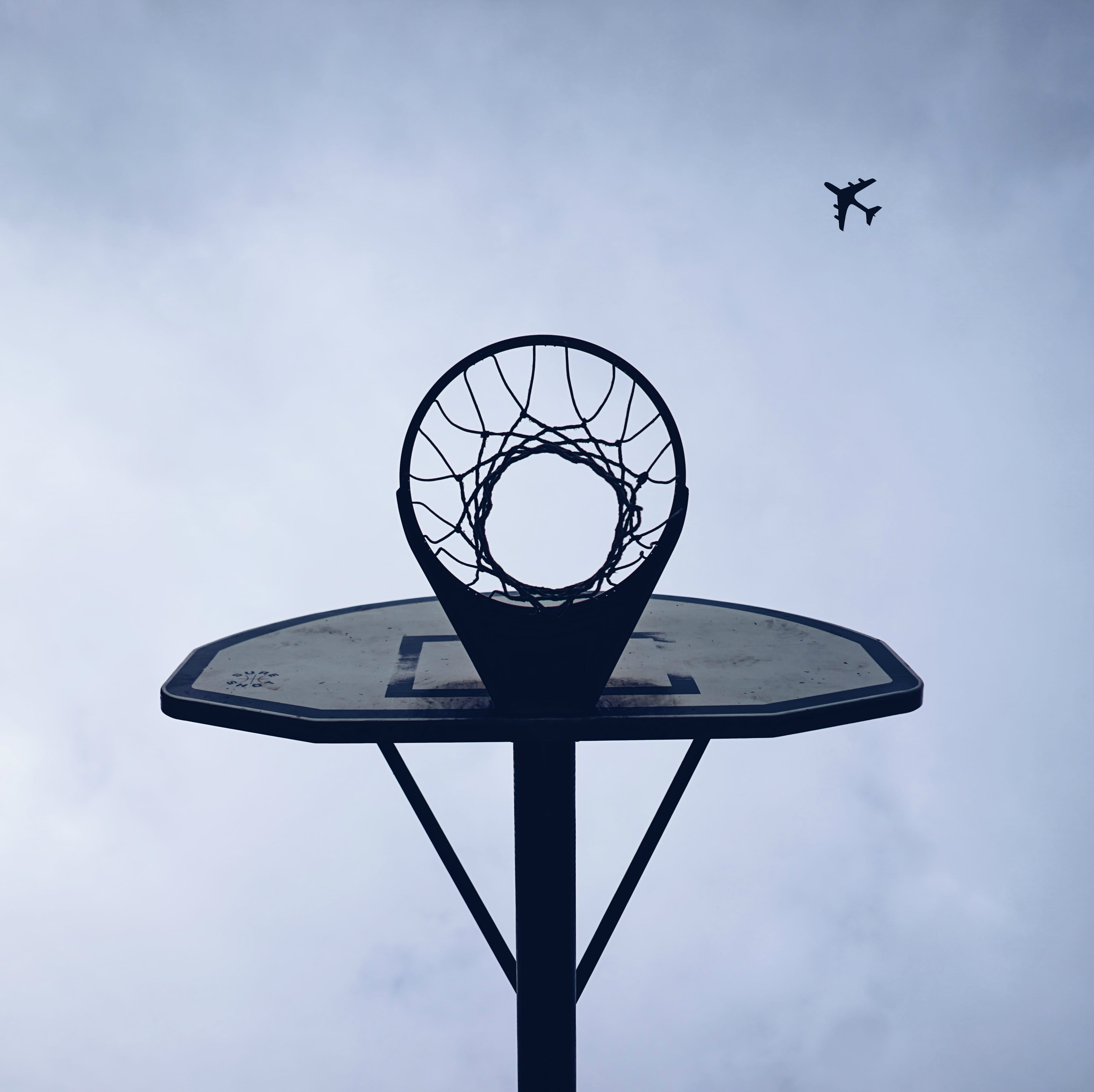 flying, baller, cloud - sky, sweden, mode of transportation, basketball hoop, outdoors, hoops, air vehicle, sky, silhouette, sport, stockholm, airplane, HD Wallpaper