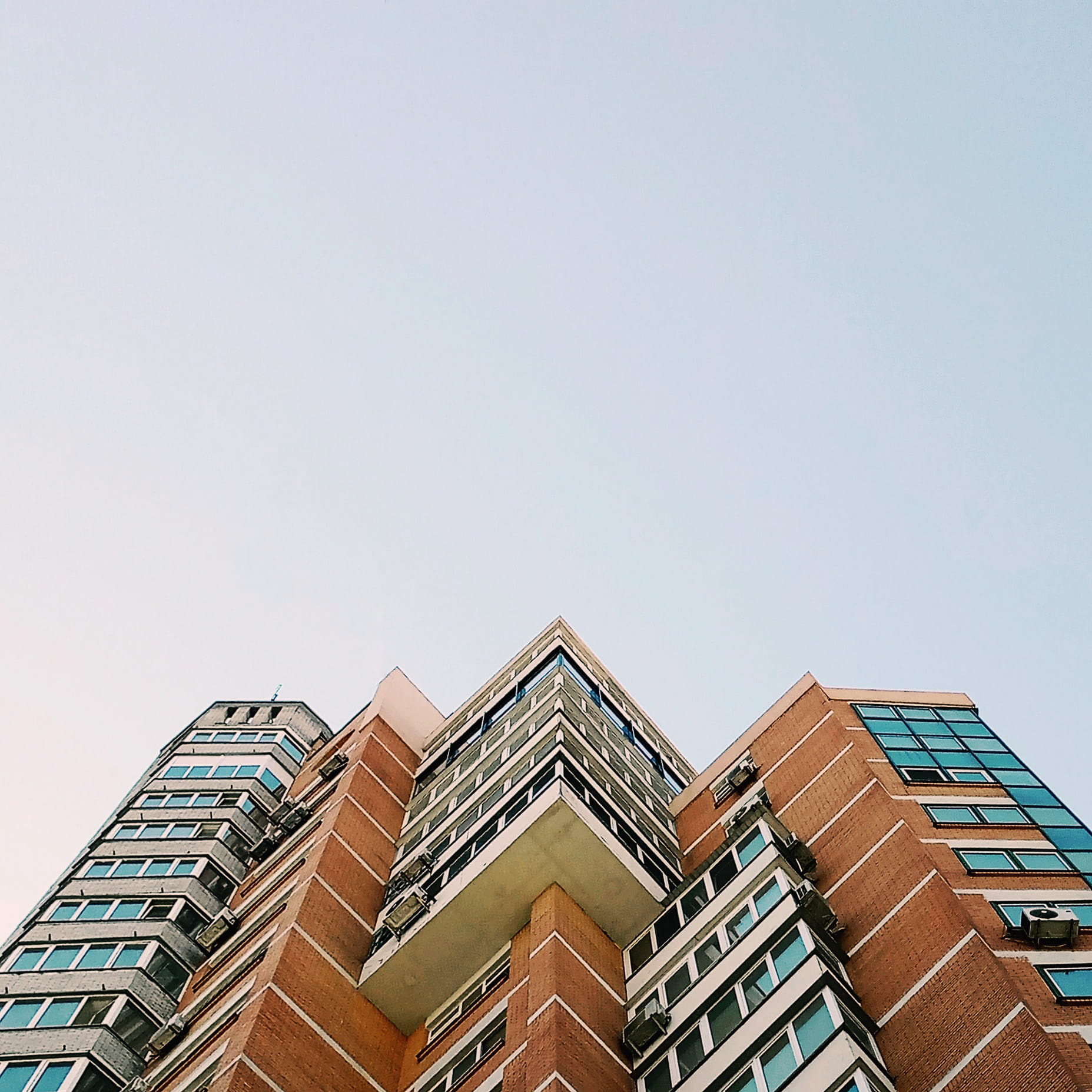 built structure, kiev, above, clear sky, glass - material, no people, building exterior, building, office building exterior, sky, low angle view, day, architecture, Phone HD Wallpaper