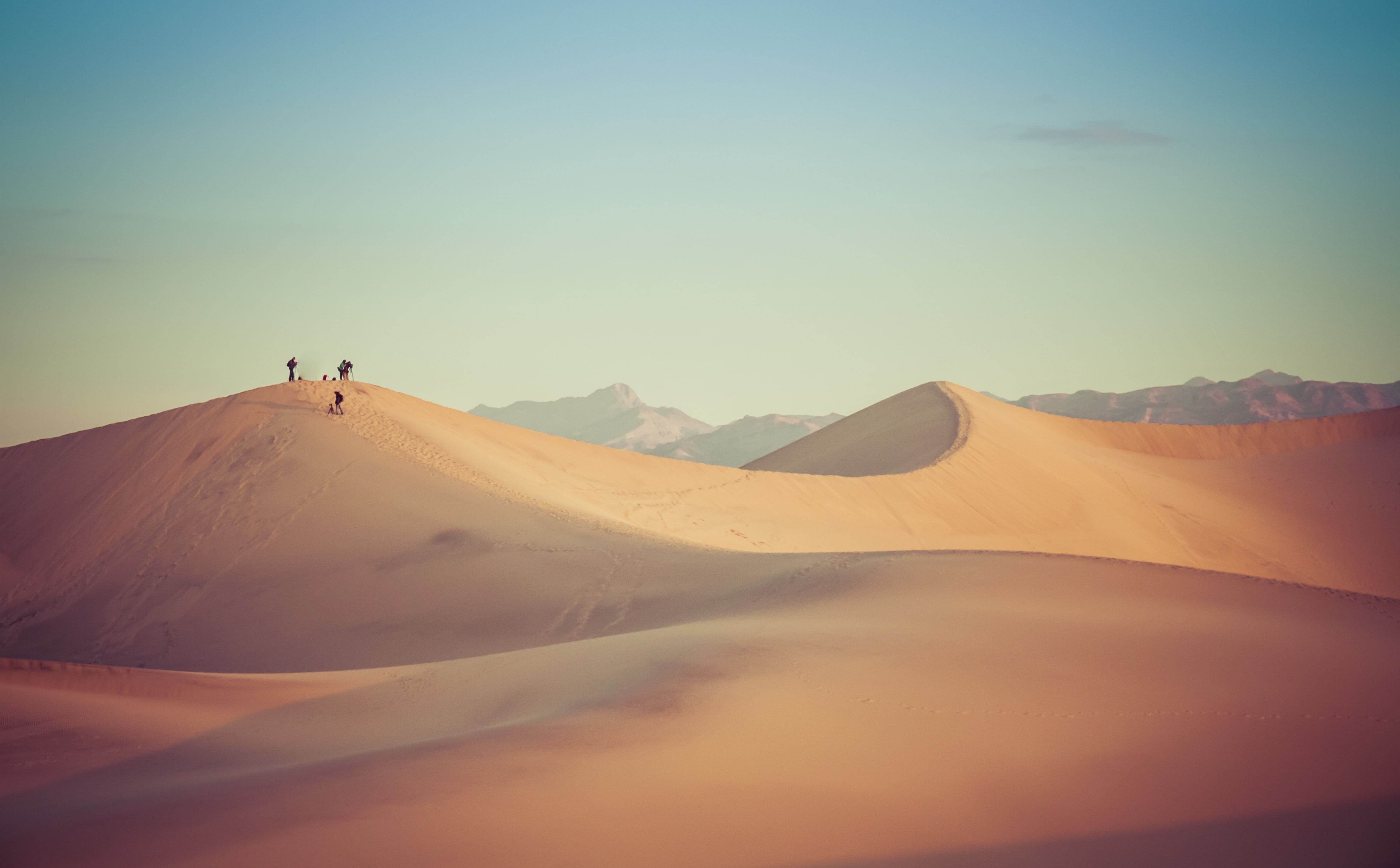 park, arid climate, 2011, valley, deathvalleynationalpark, Sand, field, 5K, sky, idyllic, day, non-urban scene, tranquility, sanddunes, Morning, California, HD Wallpaper