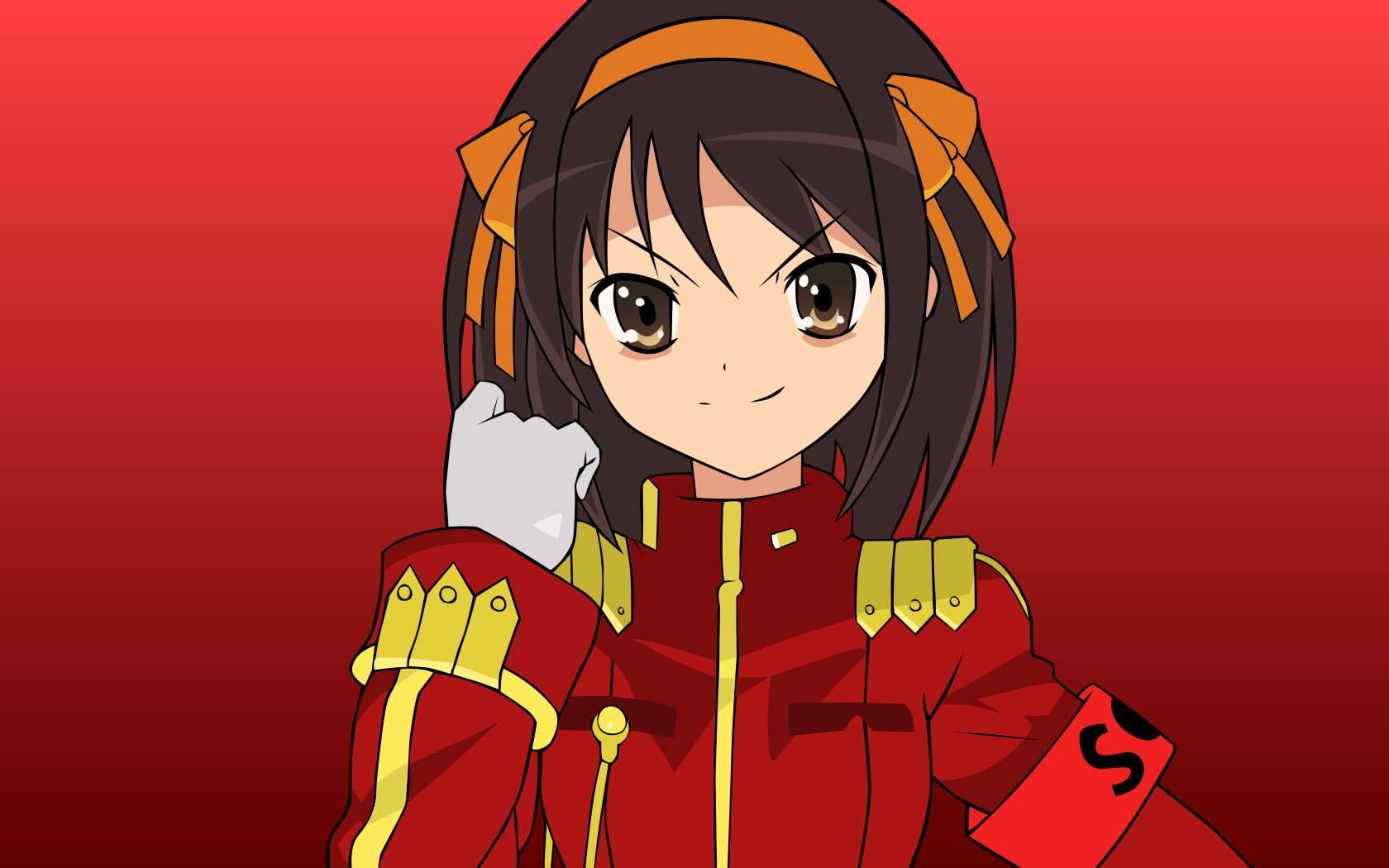 suzumiya, yuutsu, uniform, red, haruhi, vector, iii, 720P, day, sagittarius, HD Wallpaper