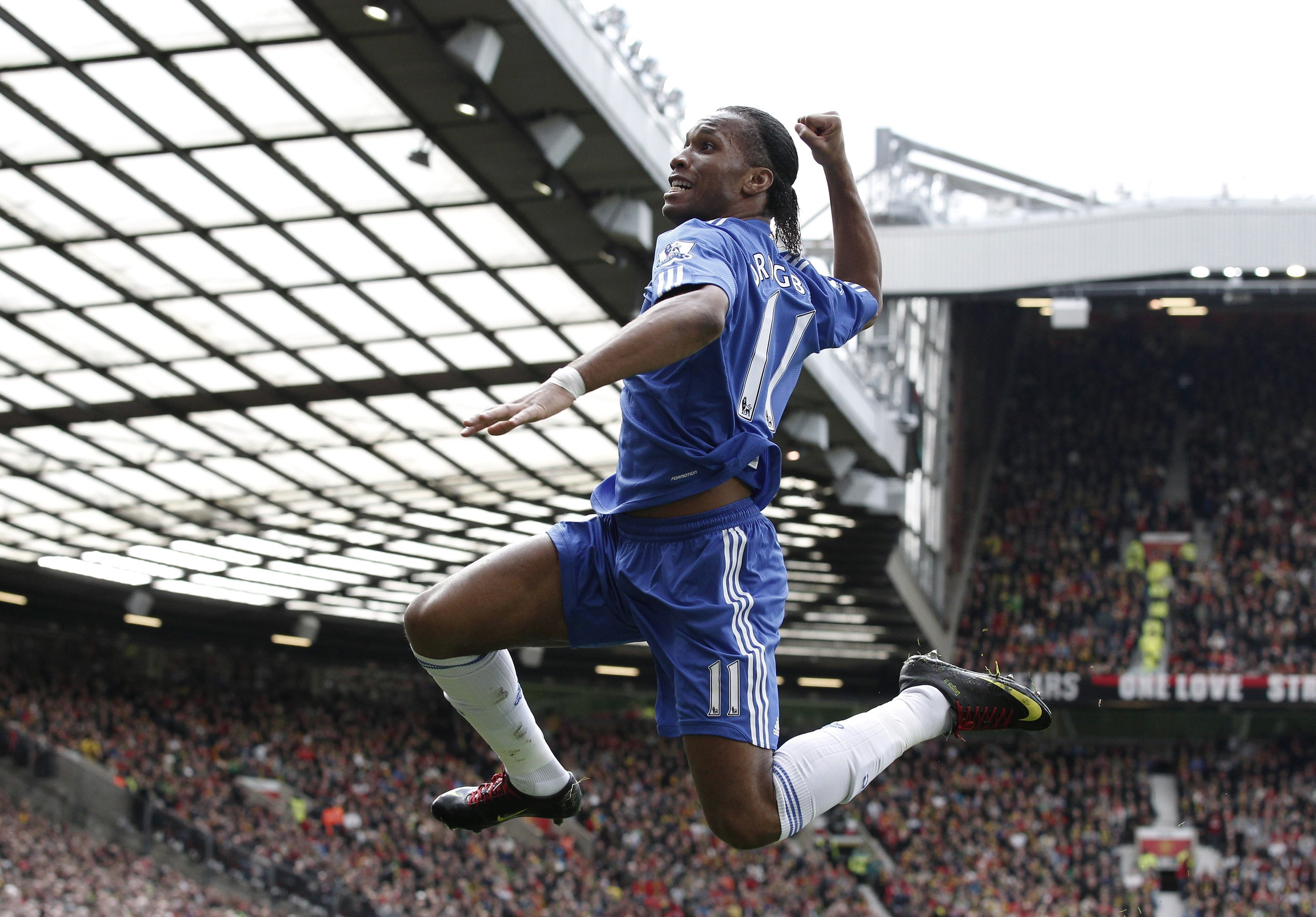 player, Drogba, Old Trafford, Didier Drogba, 2K, the celebration, football, the audience, chelsea, tribune, stadium, goal, England, star, HD Wallpaper