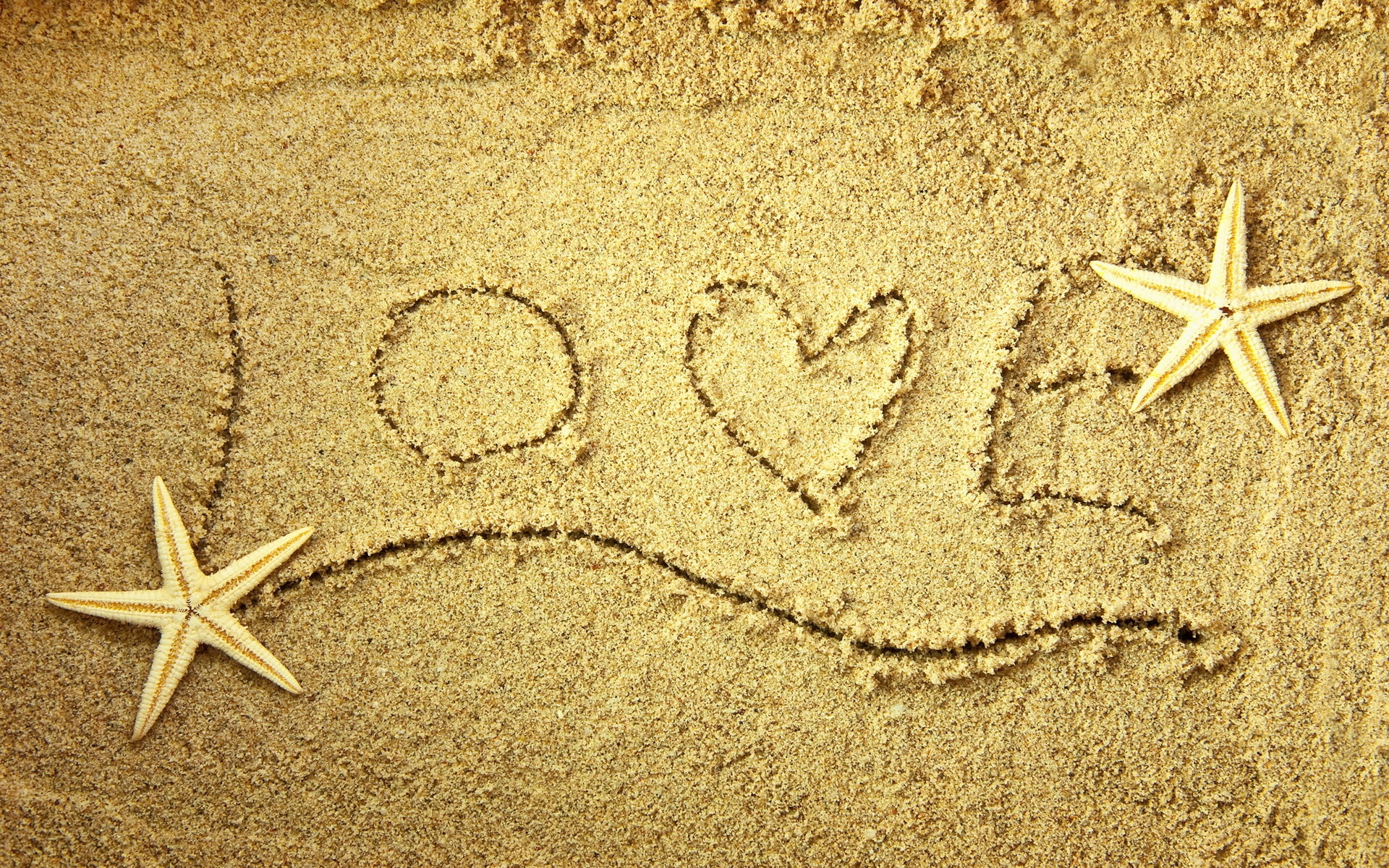 Sands, Beach, 1080P, Love, Starfish, HD Wallpaper