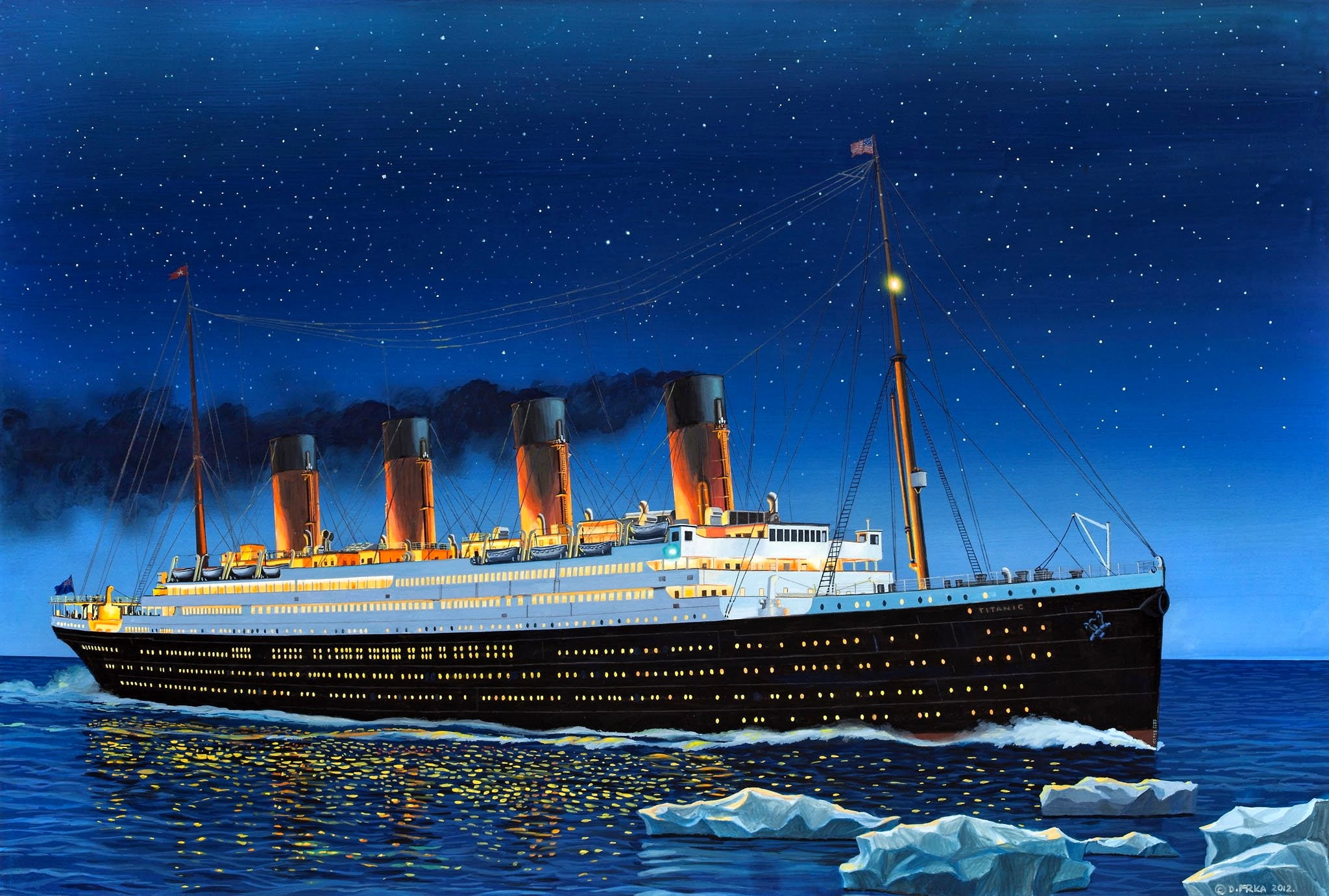 Transatlantic steamer, " Titanic", UK, 1080P, Night, Ice, The second ship of the class "Olympic", HD Wallpaper