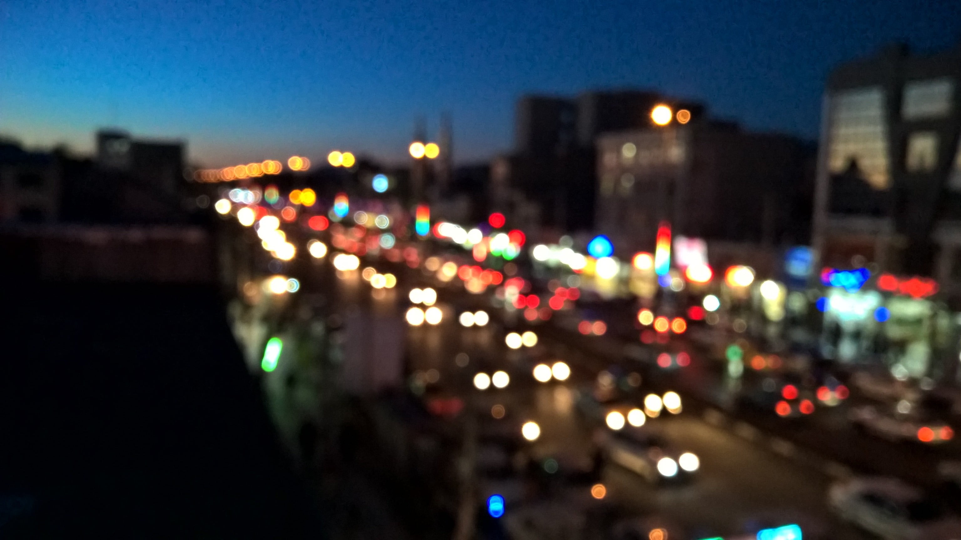 dark, transportation, light, sunset, blurred Motion, building Exterior, buildings, bokeh, road, outdoors, night, circle, city, highway, cityscape, illuminated, HD Wallpaper