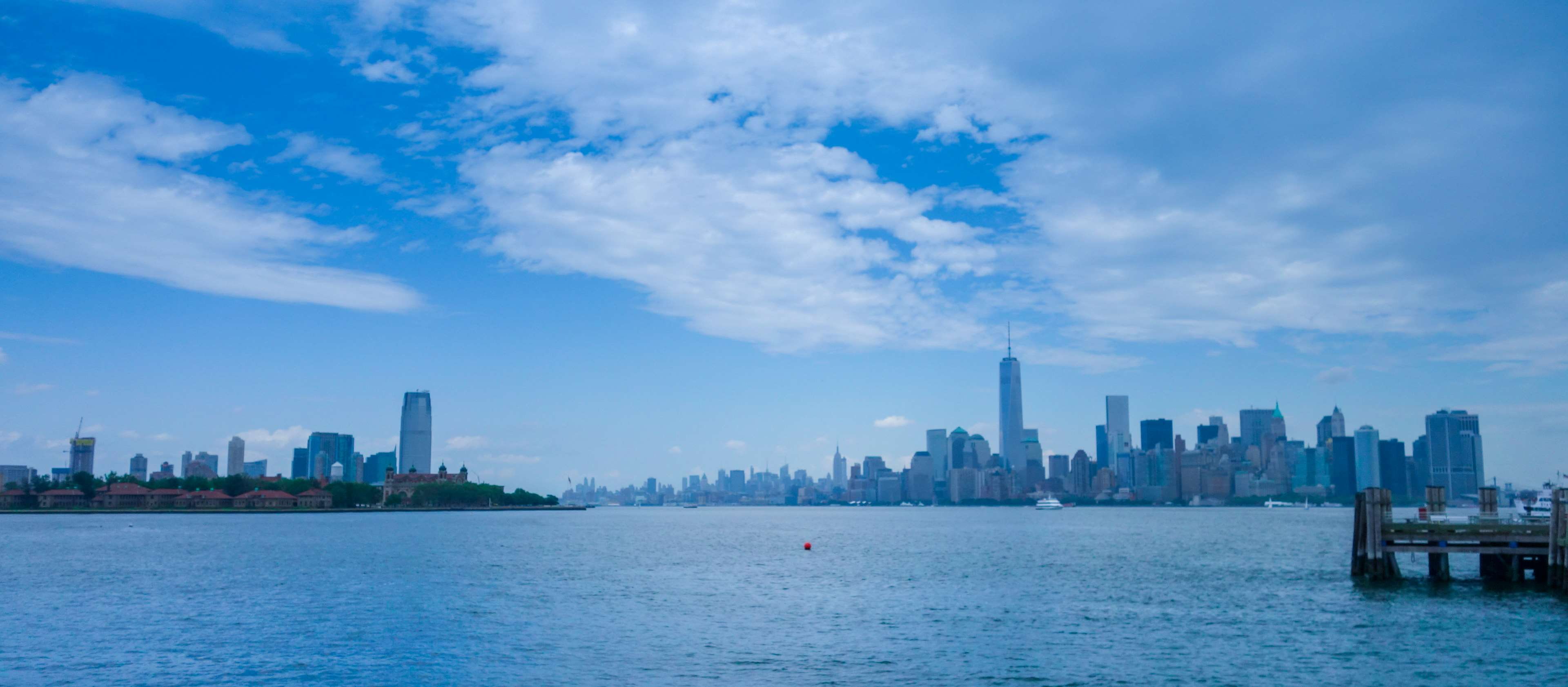 panorama, urban skyline, built structure, cityview, cityscape, new york, city life, no people, sky, sea, new york city, travel, cloud, building exterior, HD Wallpaper