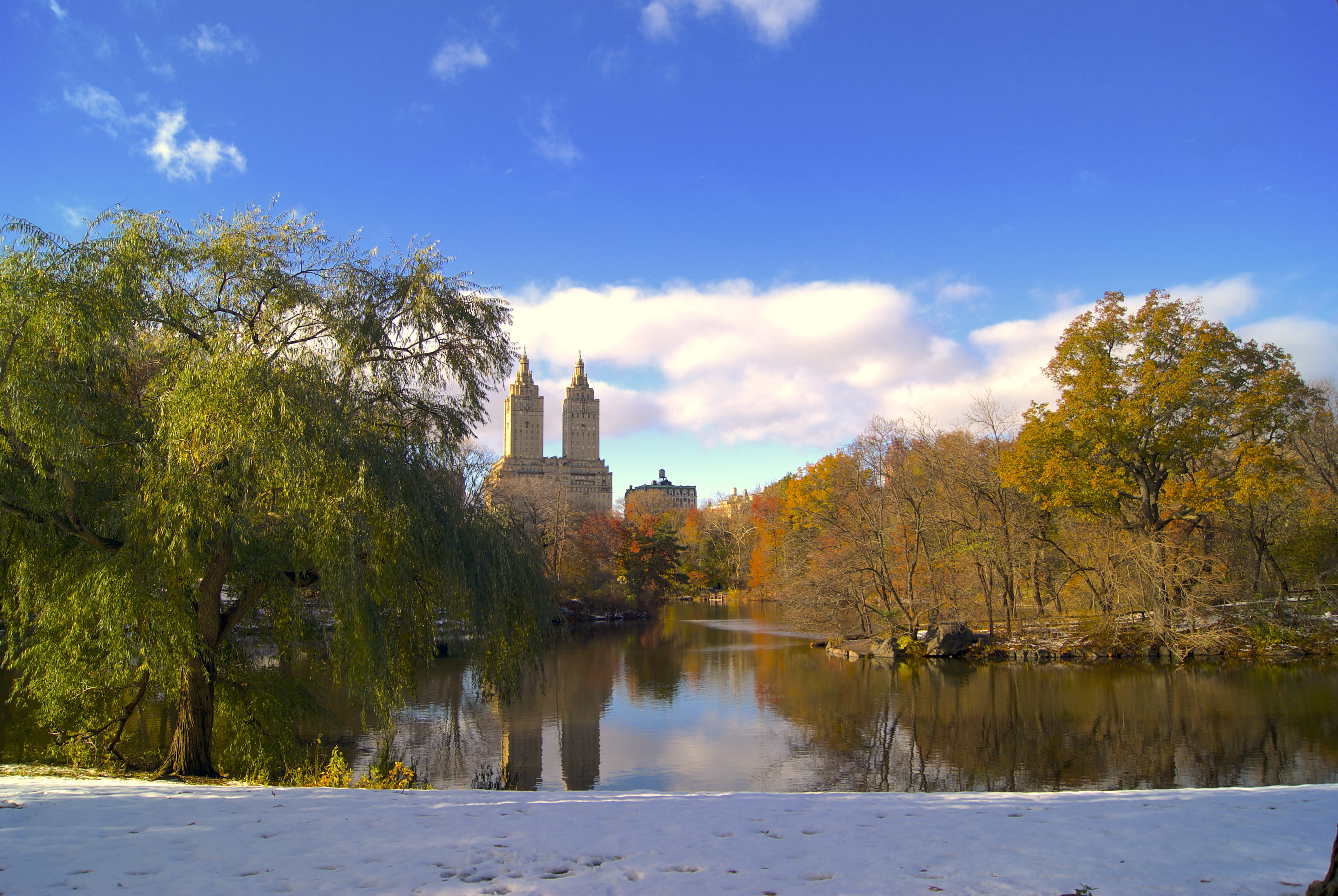 winter, sky, scenics - nature, park, autumn, cloud - sky, cityparks, beauty in nature, nature, growth, new york, central park, usa, building exterior, tranquil scene, HD Wallpaper