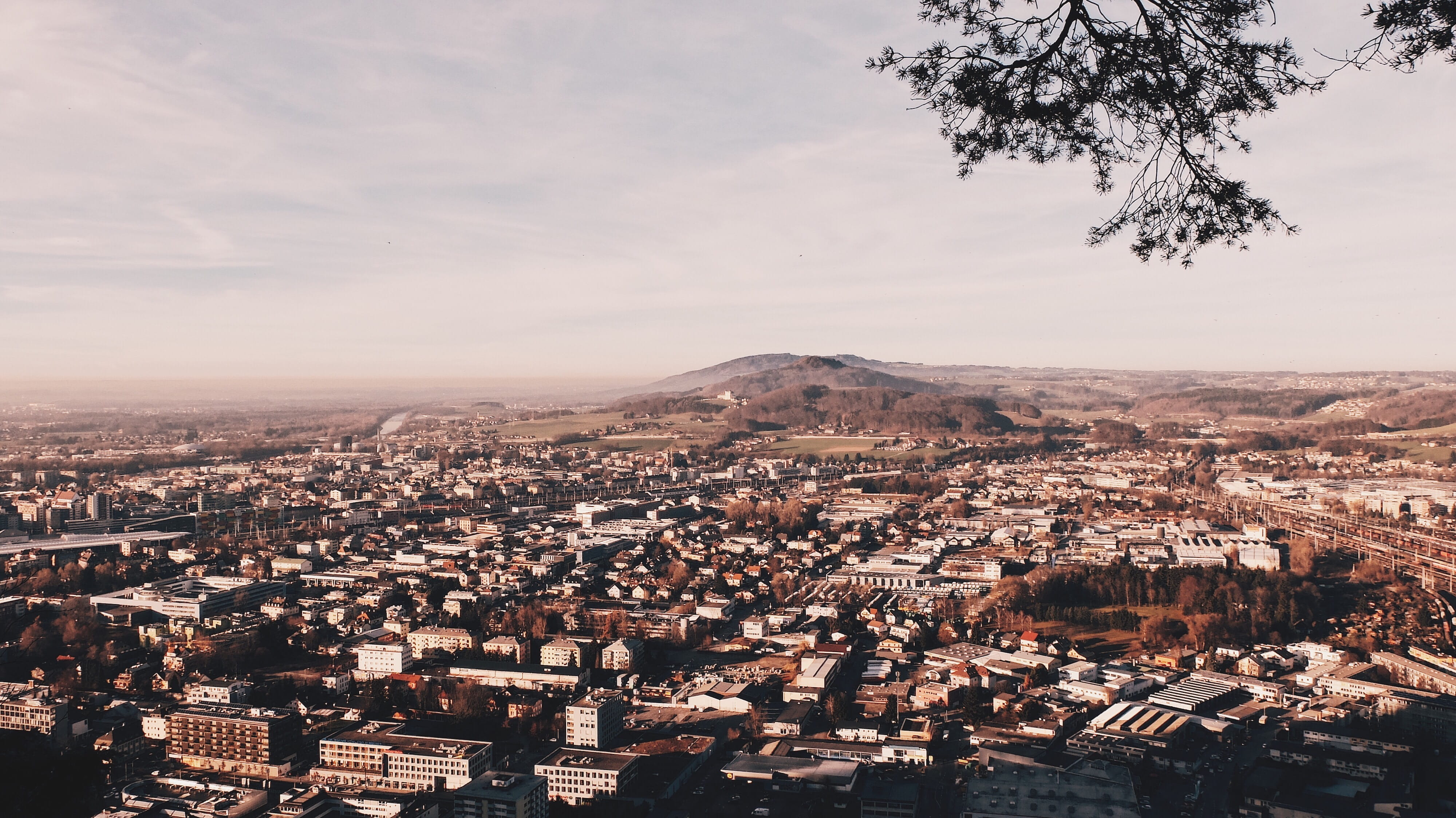 cityview, crowded, 4K, austria, high angle view, townscape, nature, autumn, urbanhiking, day, architecture, house, built structure, sky, crowd, town, residential district, HD Wallpaper