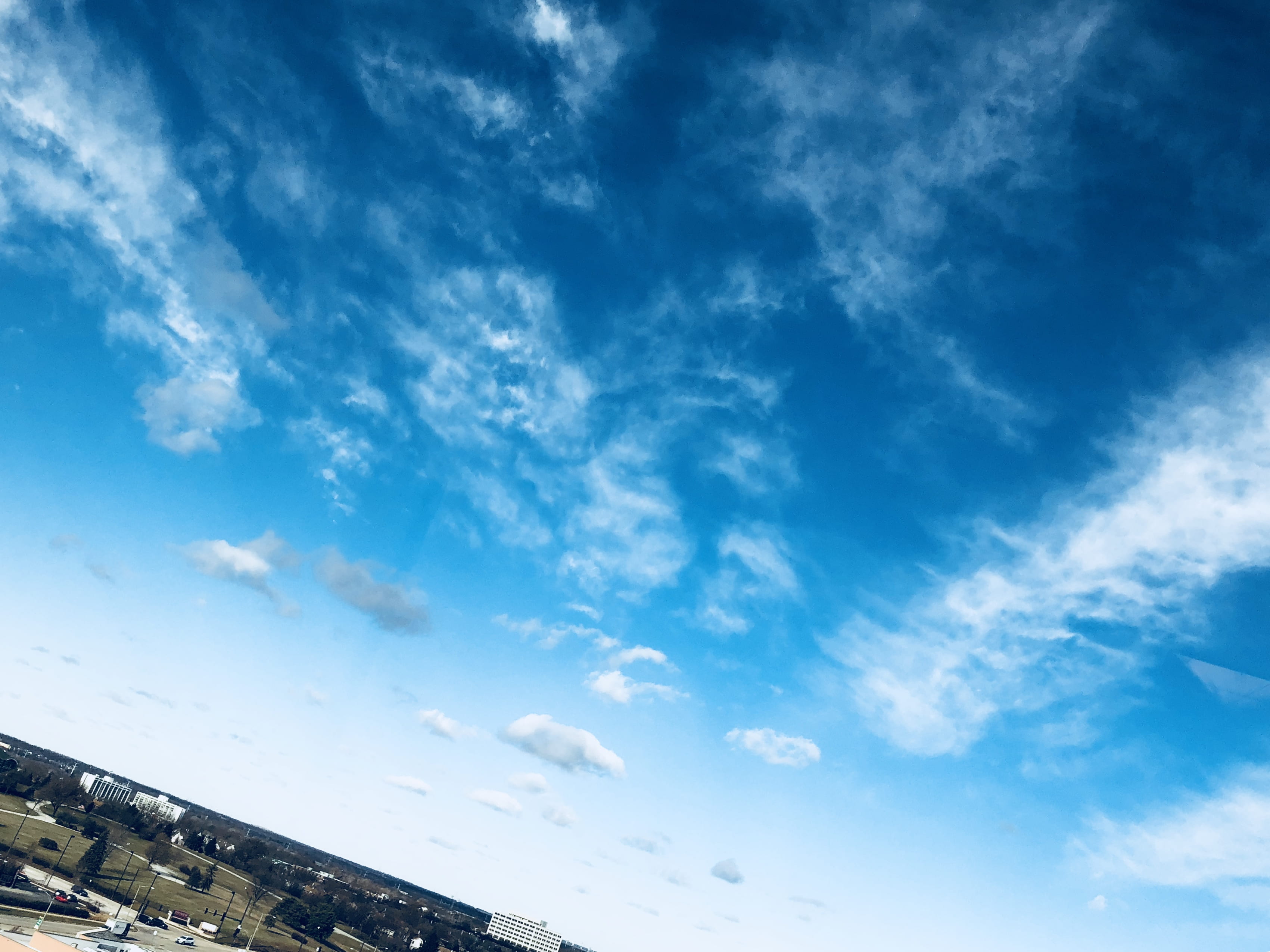 atmosphere, grass, no people, daylight, heaven, day, trees, landscape, beauty in nature, white, blue sky, cloud - sky, high, scenics - nature, clouds, space, HD Wallpaper