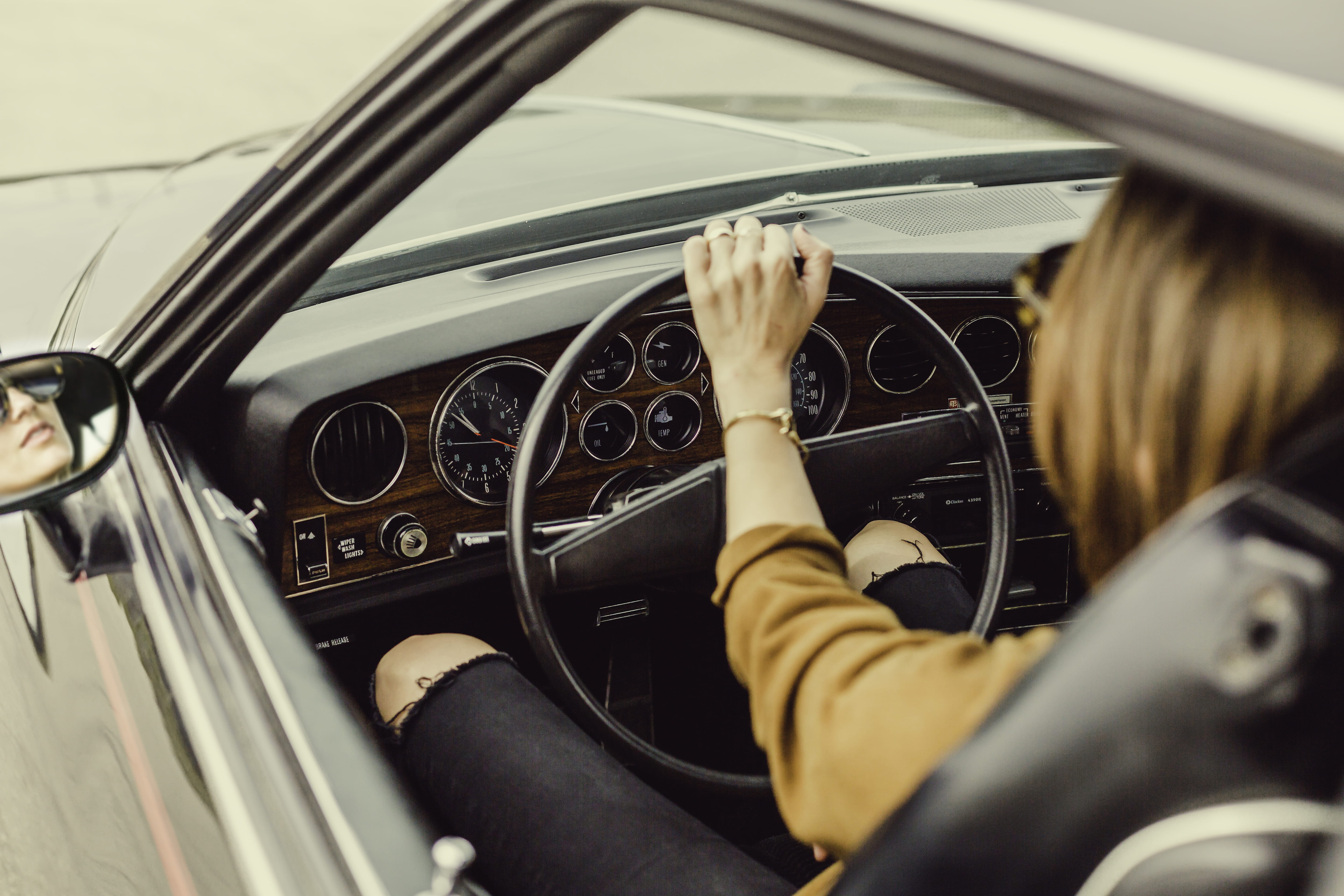 automobile, human hand, brown, classic, vintage, land vehicle, car, windshield, one person, person, interior, auto, adult, motor vehicle, hand, transportation, HD Wallpaper