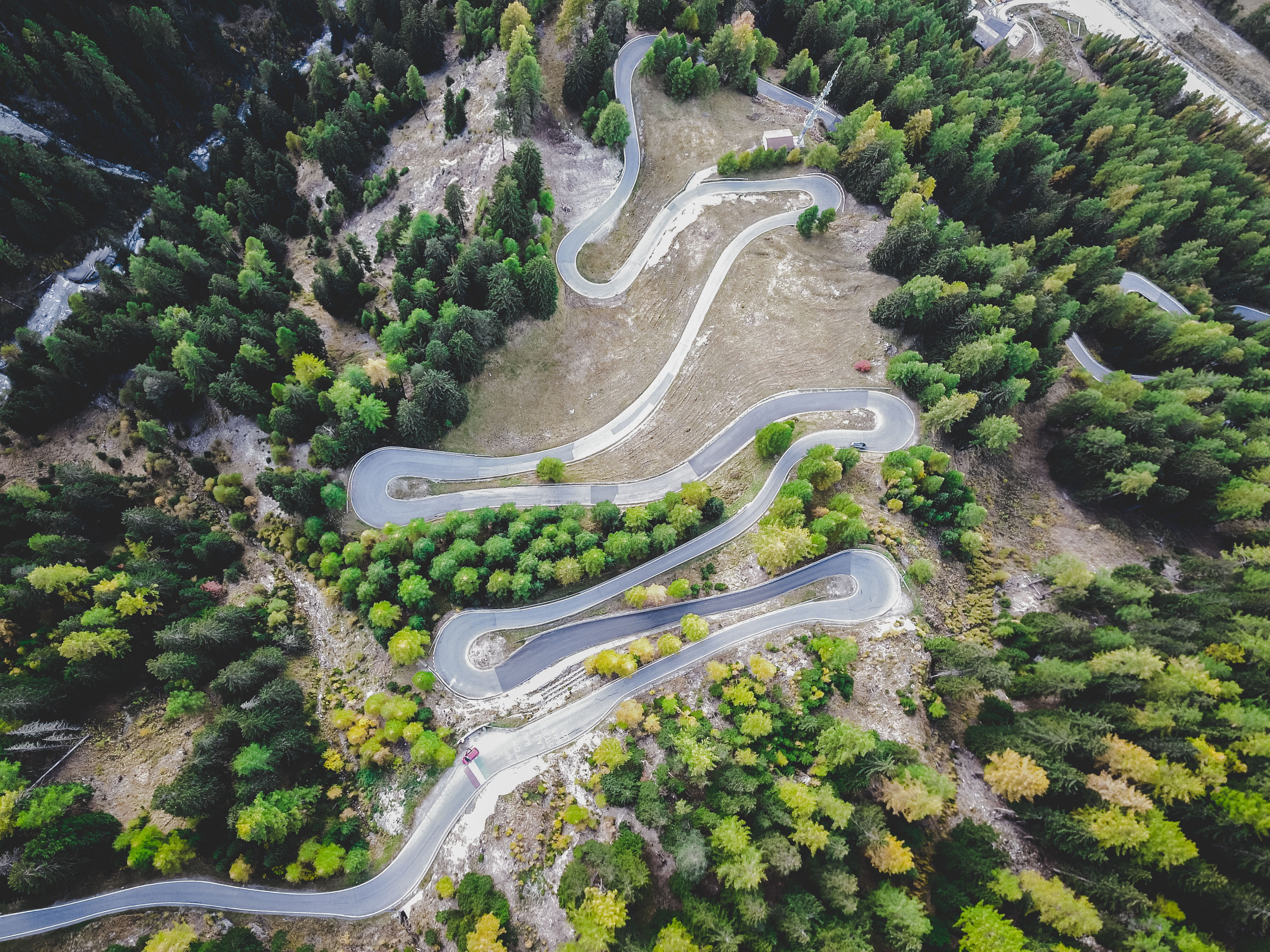 winding road, daylight, nature, idyllic, high angle view, aerial view, day, view, plant, mountain road, outdoors, no people, environment, summer, sight, HD Wallpaper