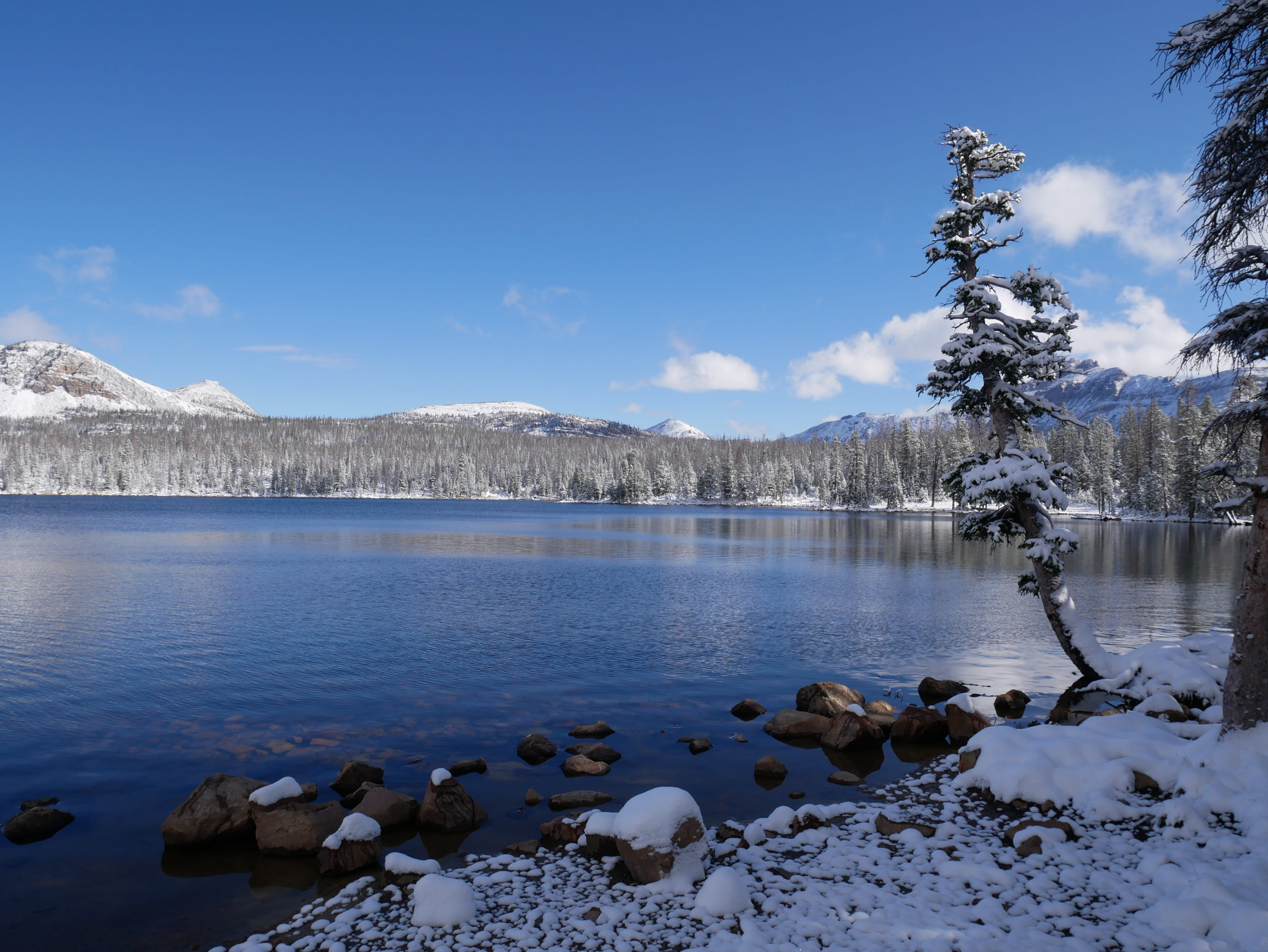 sky, frozen, winter, trees, nature, frosty, lake, outdoors, tranquility, idyllic, daylight, clouds, frost, mountain, ice, mountain range, cold, body, landscape, HD Wallpaper