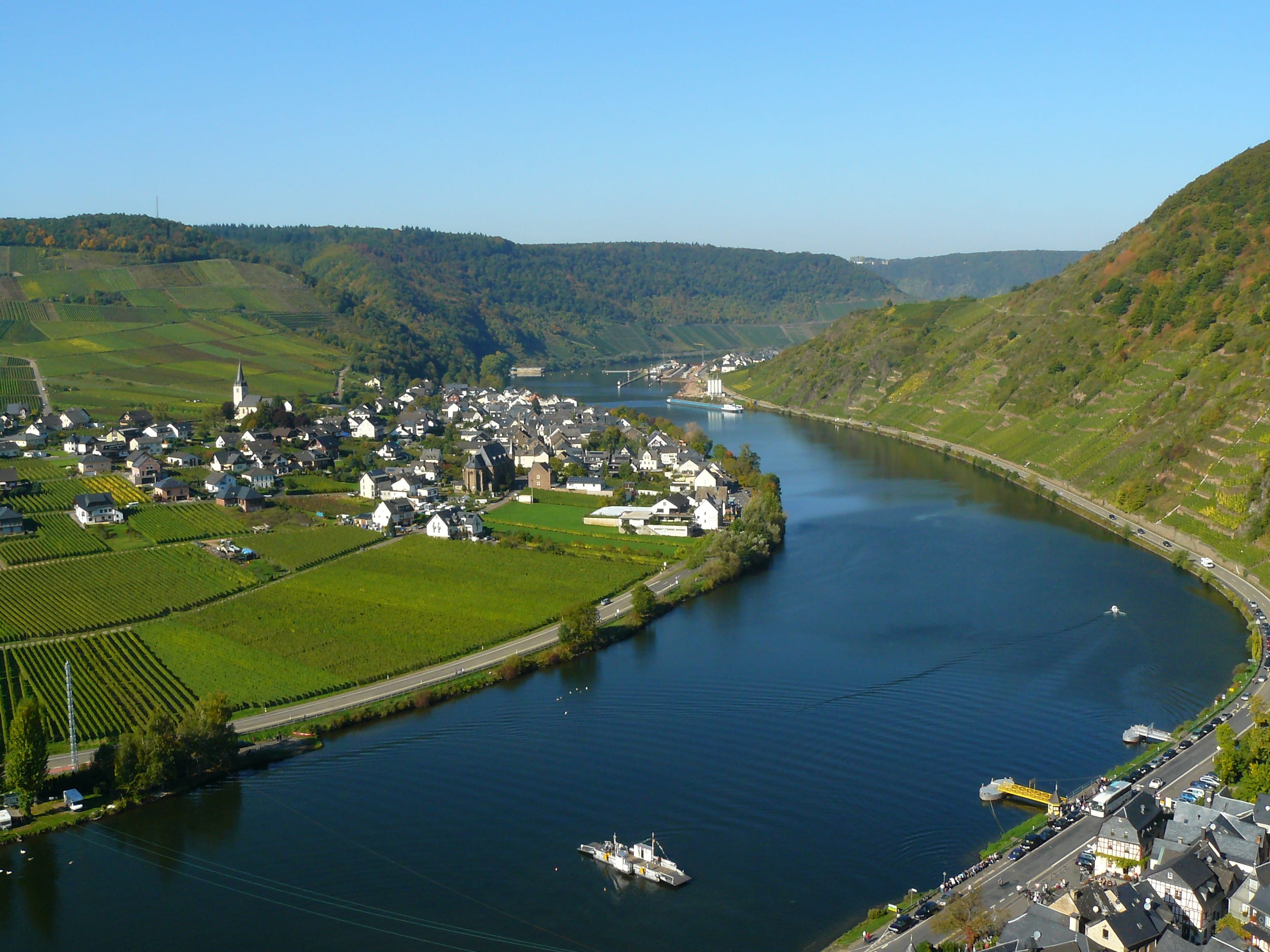 built structure, no people, outlook, municipality, places of interest, architecture, mountain, top, 2K, more, sky, view, scenics, Beilstein, river, Mosel, HD Wallpaper