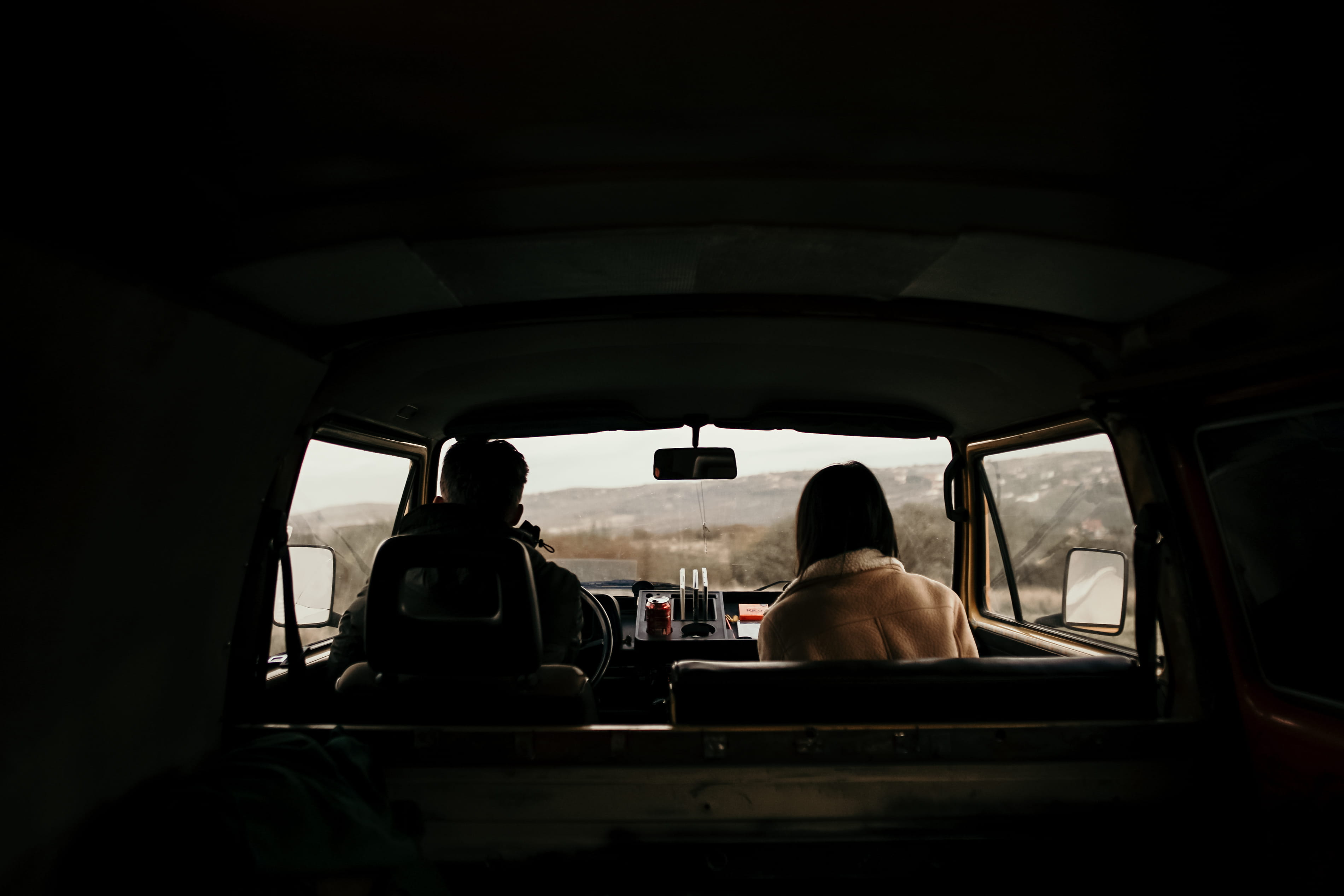 two people, tachometer, inside, mode of transportation, road trip, stereo, rear view, vehicle, car, glass - material, windshield, car mirror, land vehicle, HD Wallpaper