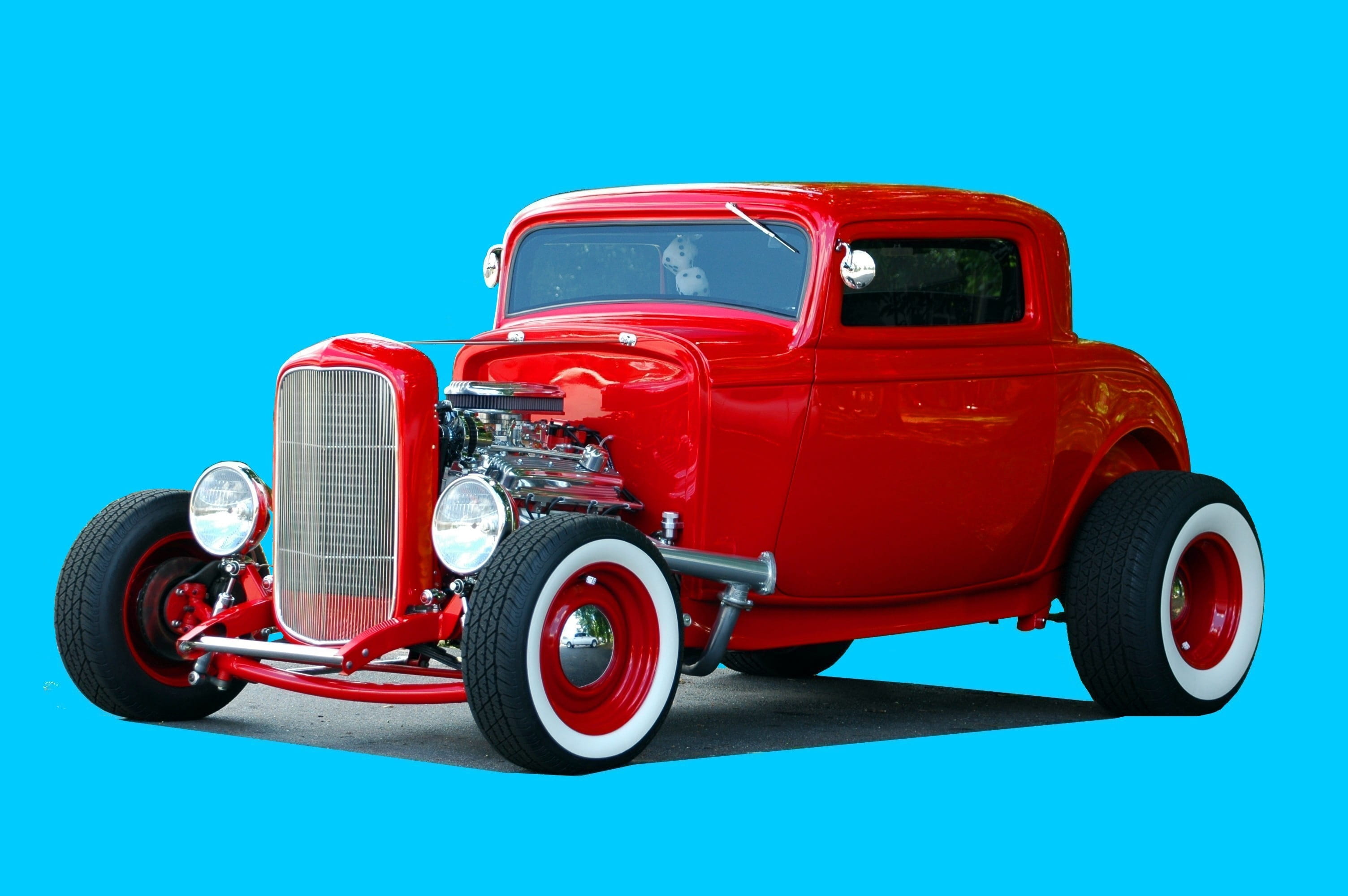 truck, style, isolated, old-fashioned, Vintage, hot Rod, machine, colored background, historic, Old, retro, motor, mode of Transport, chrome, mode of transportation, HD Wallpaper