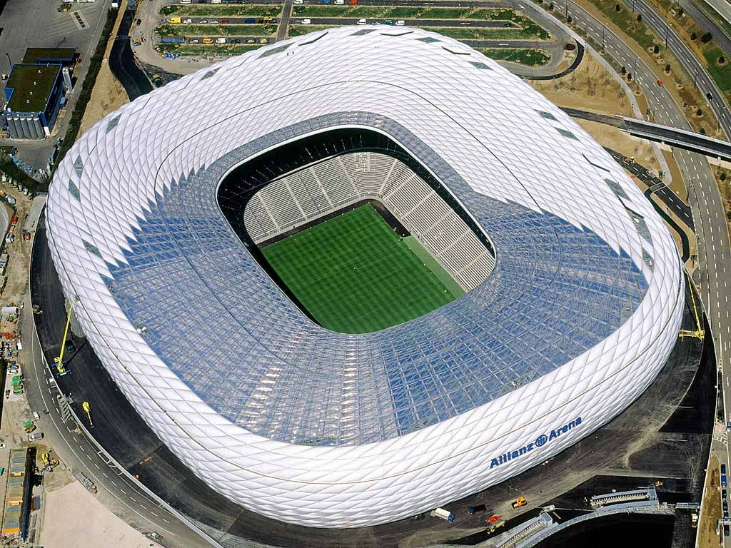 green, built structure, football, high angle view, Cityscapes, circle, outdoors, arena, nature, sports, germany, no people, building exterior, day, white, HD Wallpaper