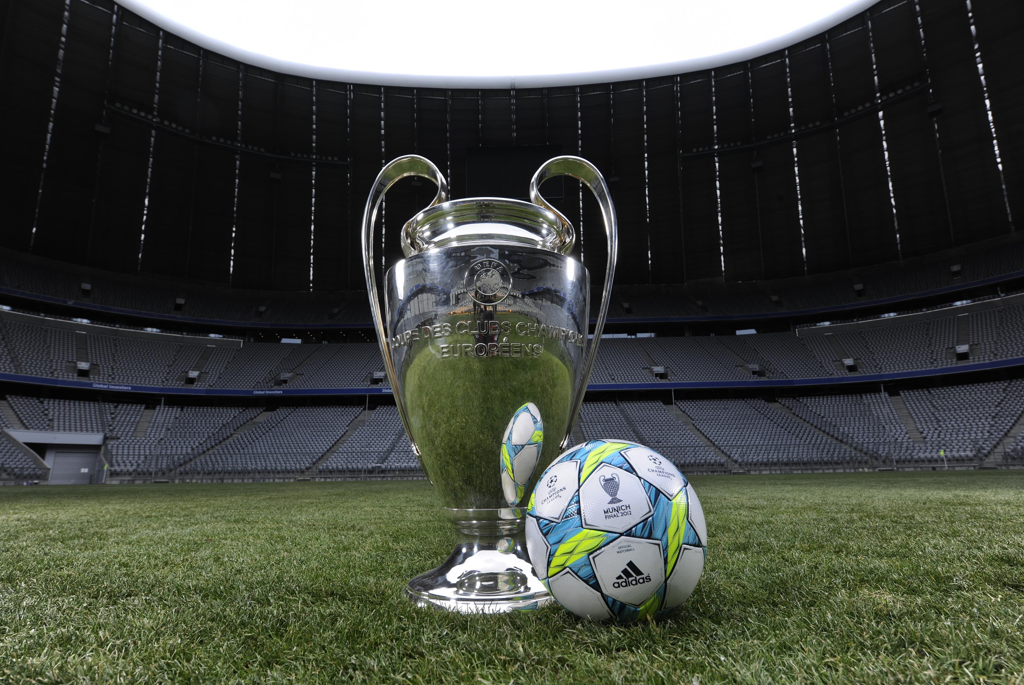grass, glass, close-up, outdoors, the ball, soccer ball, shape, day, team sport, wital, sports equipment, field, no people, sport, still life, Allianz arena, HD Wallpaper