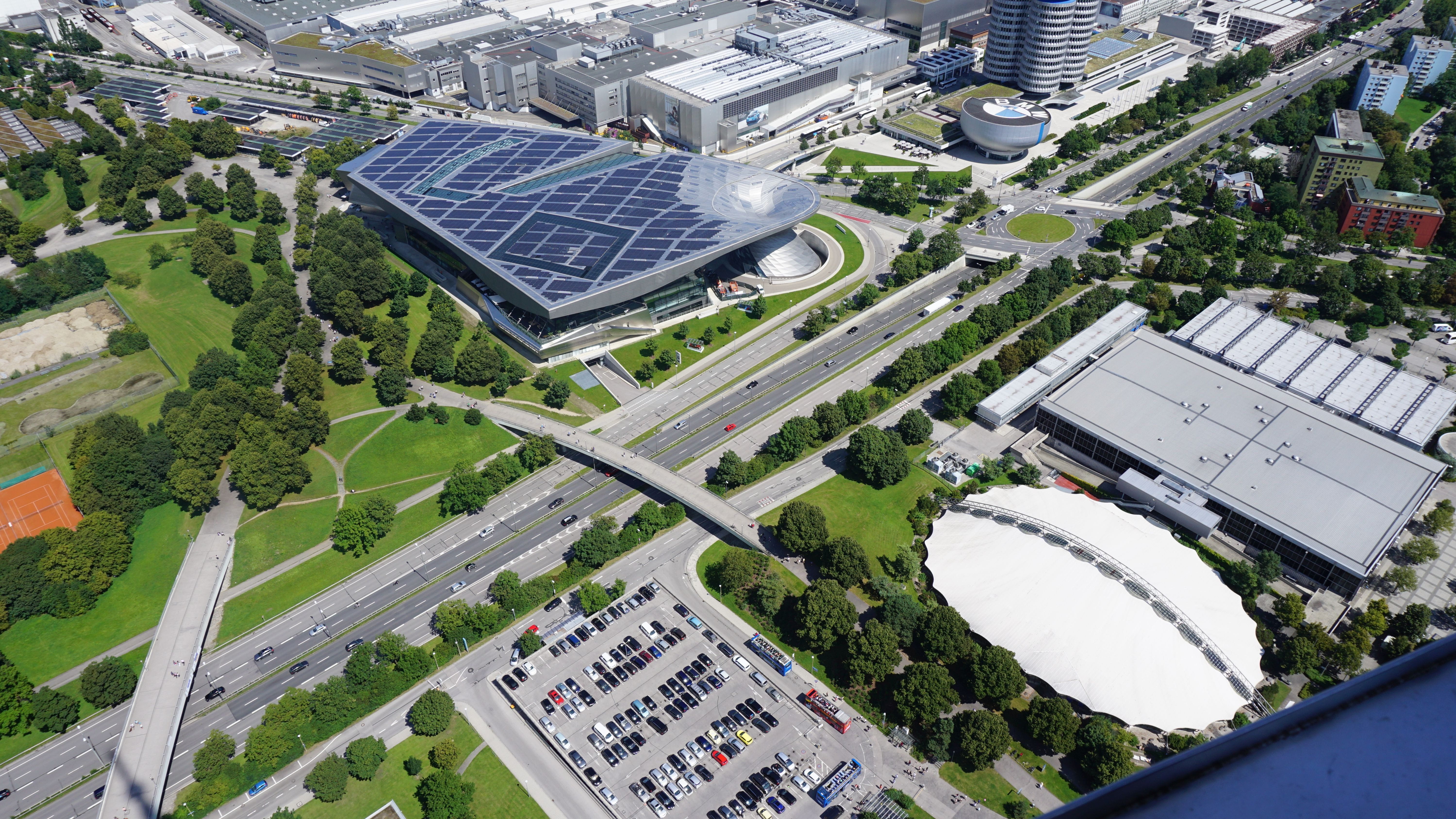 transportation, tower, fuel and power generation, munich, aerial, building, aerial view, germany, plant, environment, skyline, day, nature, sport, street, HD Wallpaper