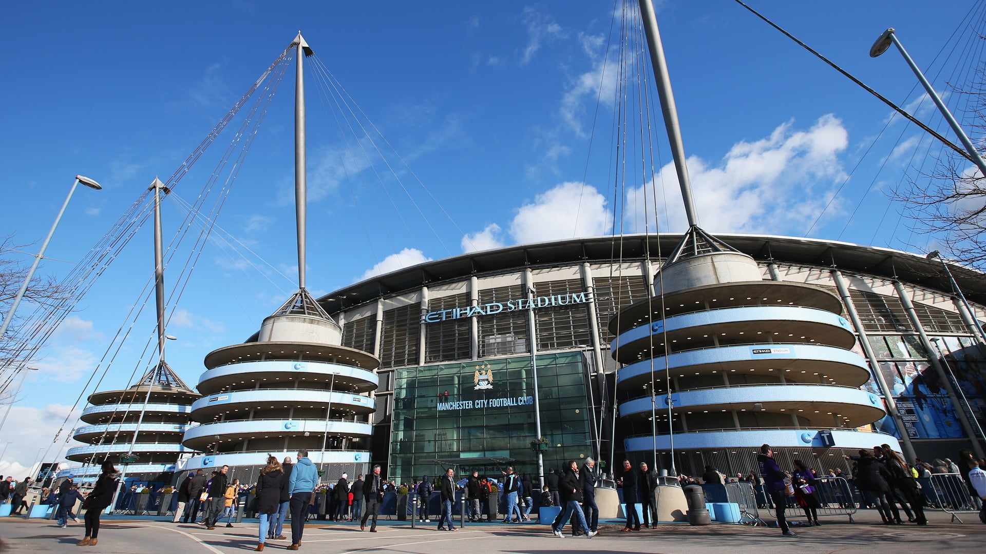 clouds, Manchester City, Etihad Stadium, the sky, stadium, 1080P, football, Etihad, HD Wallpaper