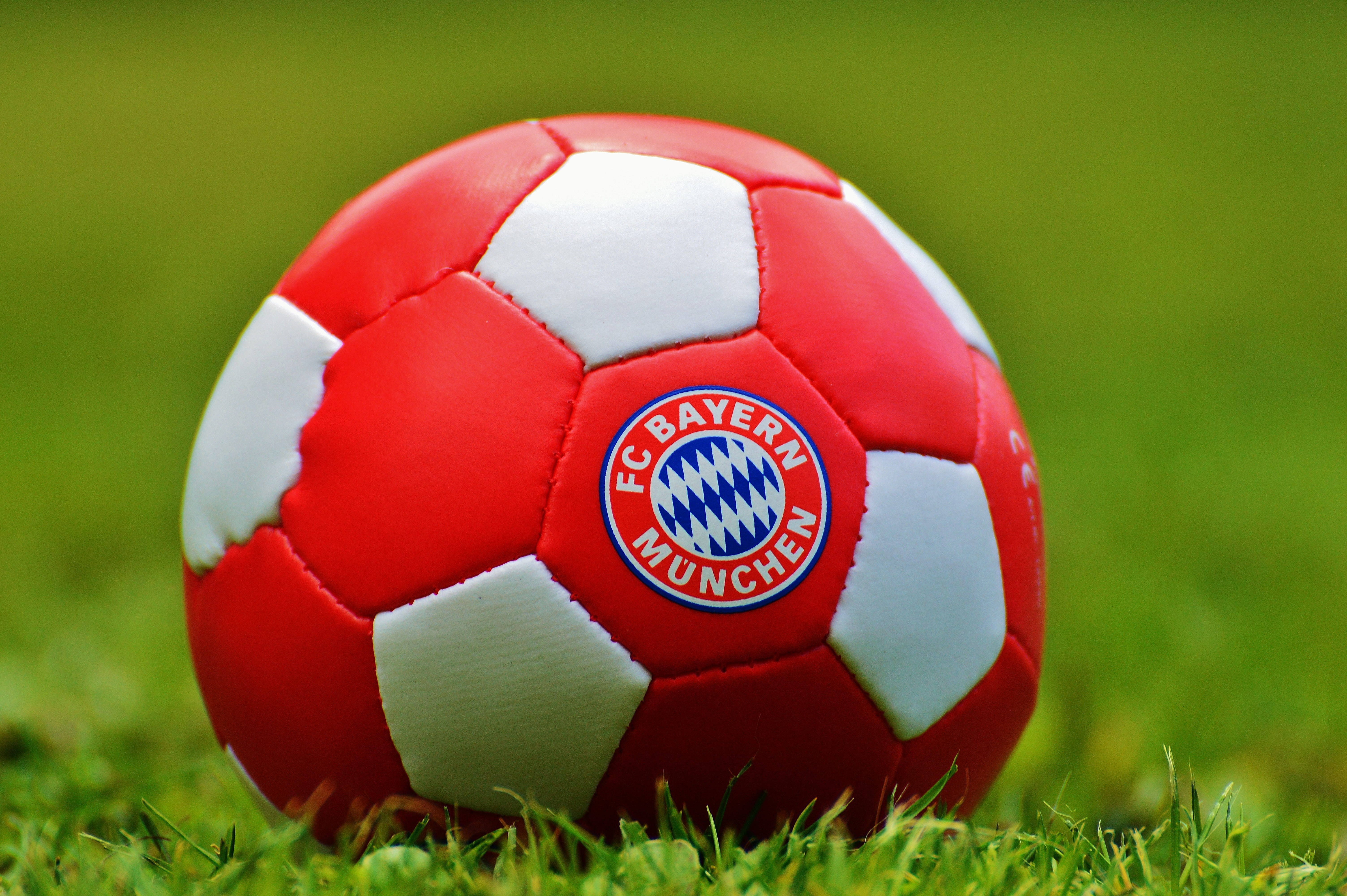 no people, sports equipment, bavaria, focus on foreground, grass, football club, plant, munchen, football, bayern, red, 5K, warming up, bayern munich, HD Wallpaper