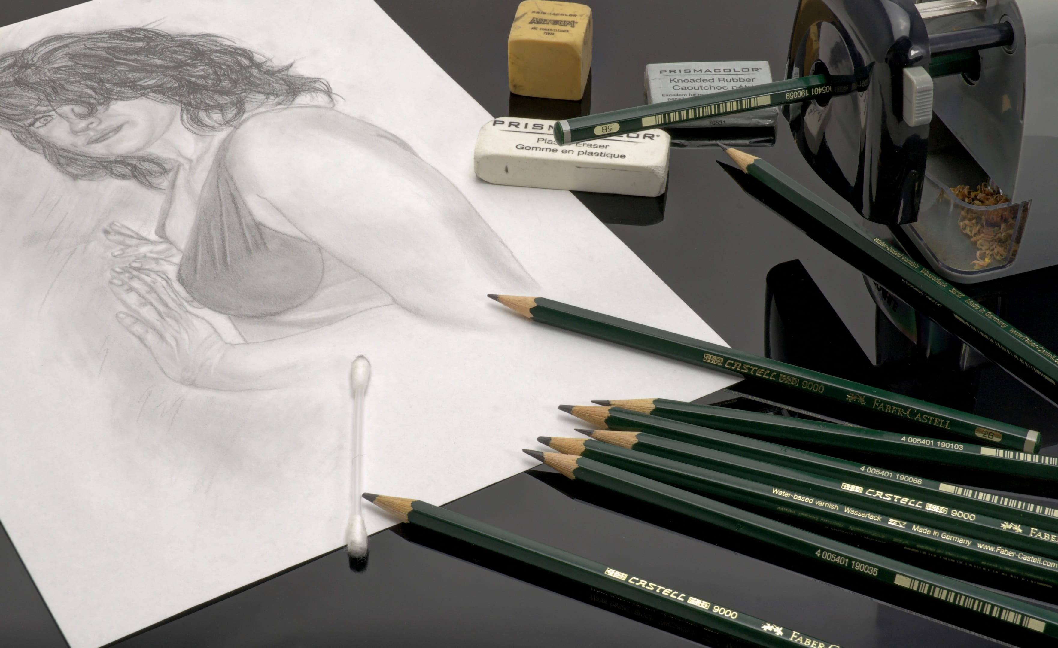 spitzer, drawing - art product, no people, table, skitze, publication, indoors, eraser, office, sketch, lead, pencil, high angle view, business, desk, white color, HD Wallpaper