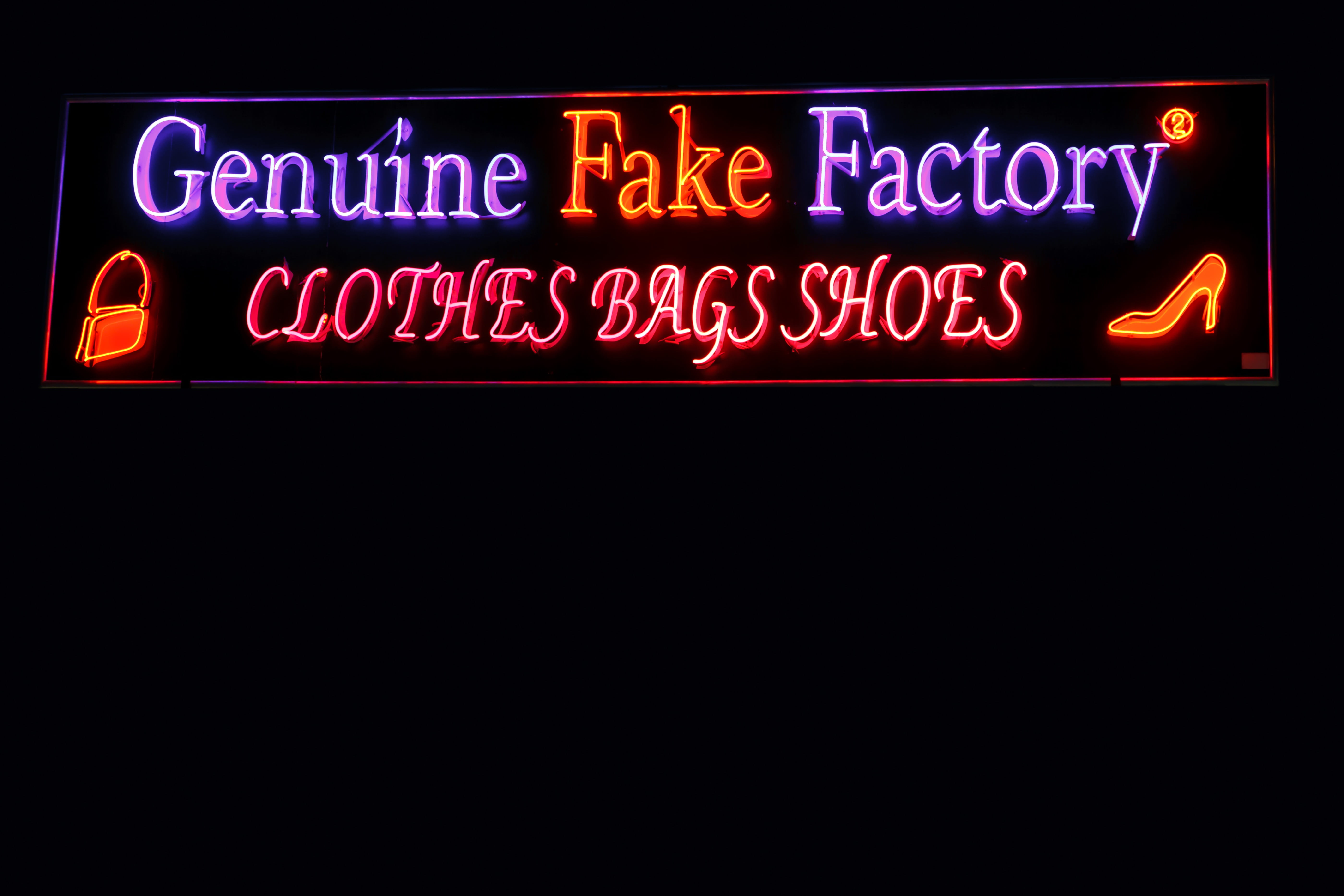 shoes, message, genuine, glowing, clothes, business, store, 5K, sell, nightclub, neon, black background, bags, night, illuminated, cheap, red, neon Color, HD Wallpaper
