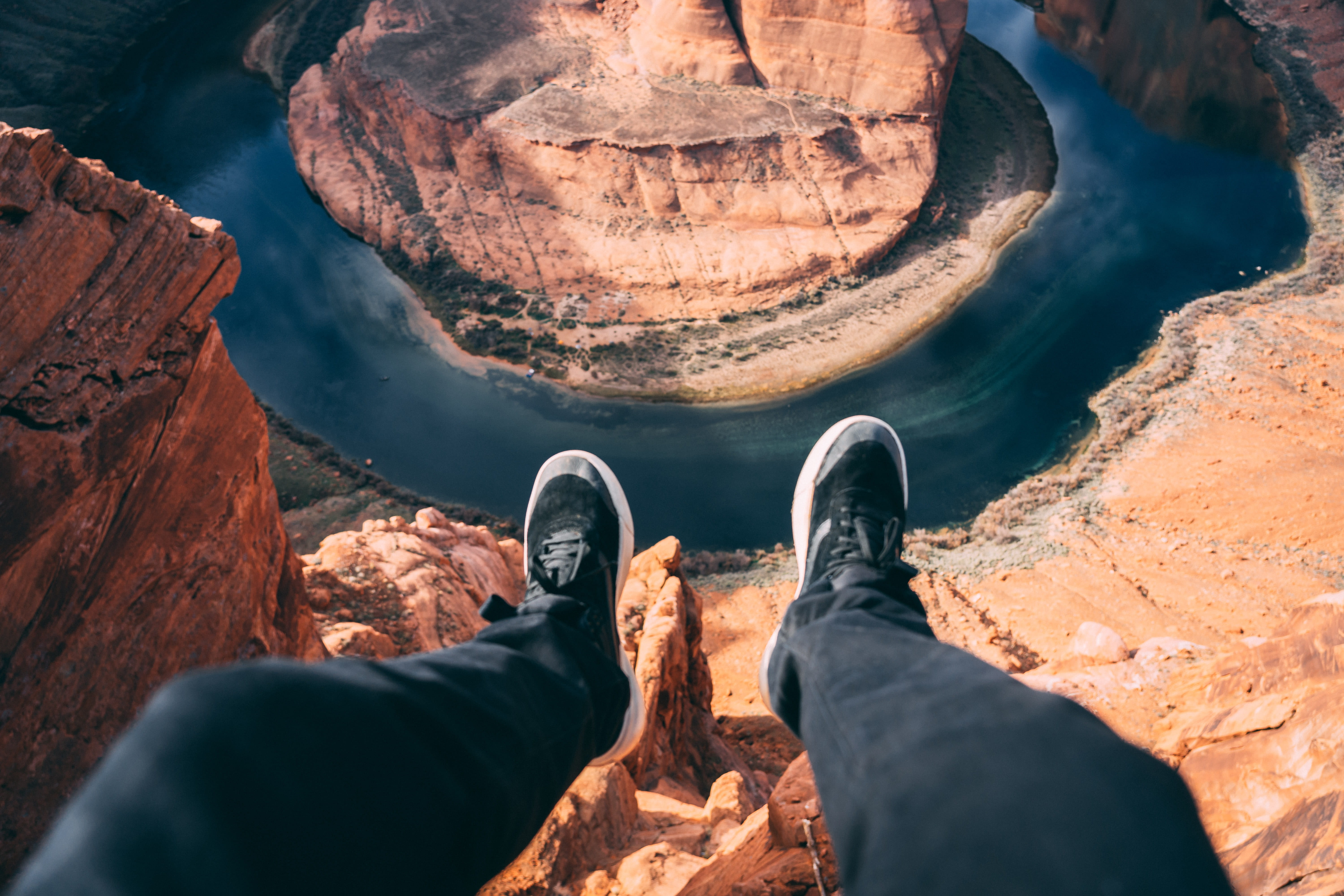 sea life, one person, 5K, cliff, canyon, human, rock - object, landscape, human body part, real people, body part, mountain, water, rock formation, solid, HD Wallpaper
