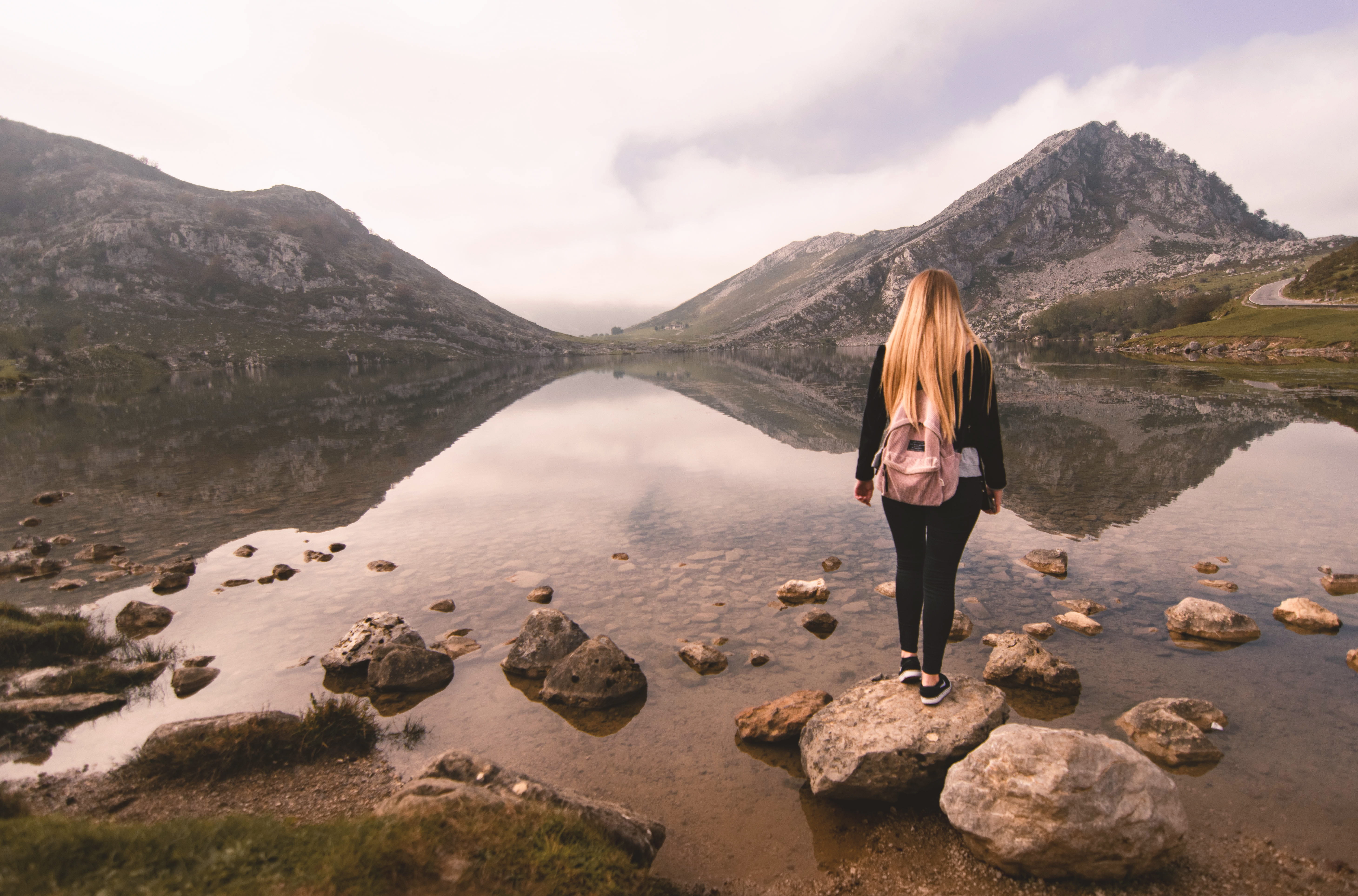 apparel, body, asturias, sea life, scenics - nature, person, female, woman, full length, sky, shoe, lifestyles, top, animal, clothing, tranquility, mountain, HD Wallpaper