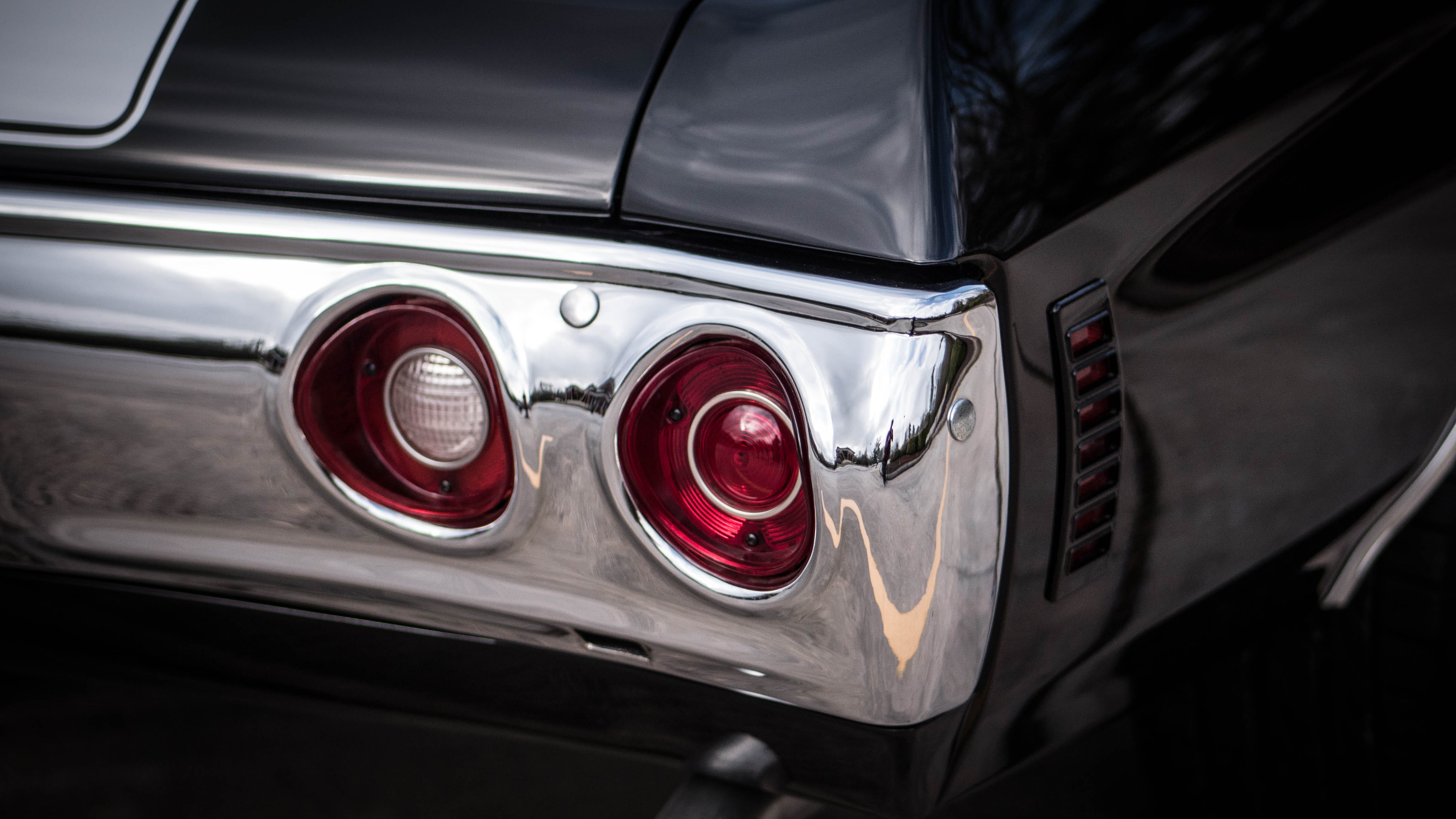 taillights, fender, vintage car, close-up, vehicle light, headlight, taillight, indoors, 4K, motor vehicle, land Vehicle, focus on foreground, two, automobile, HD Wallpaper