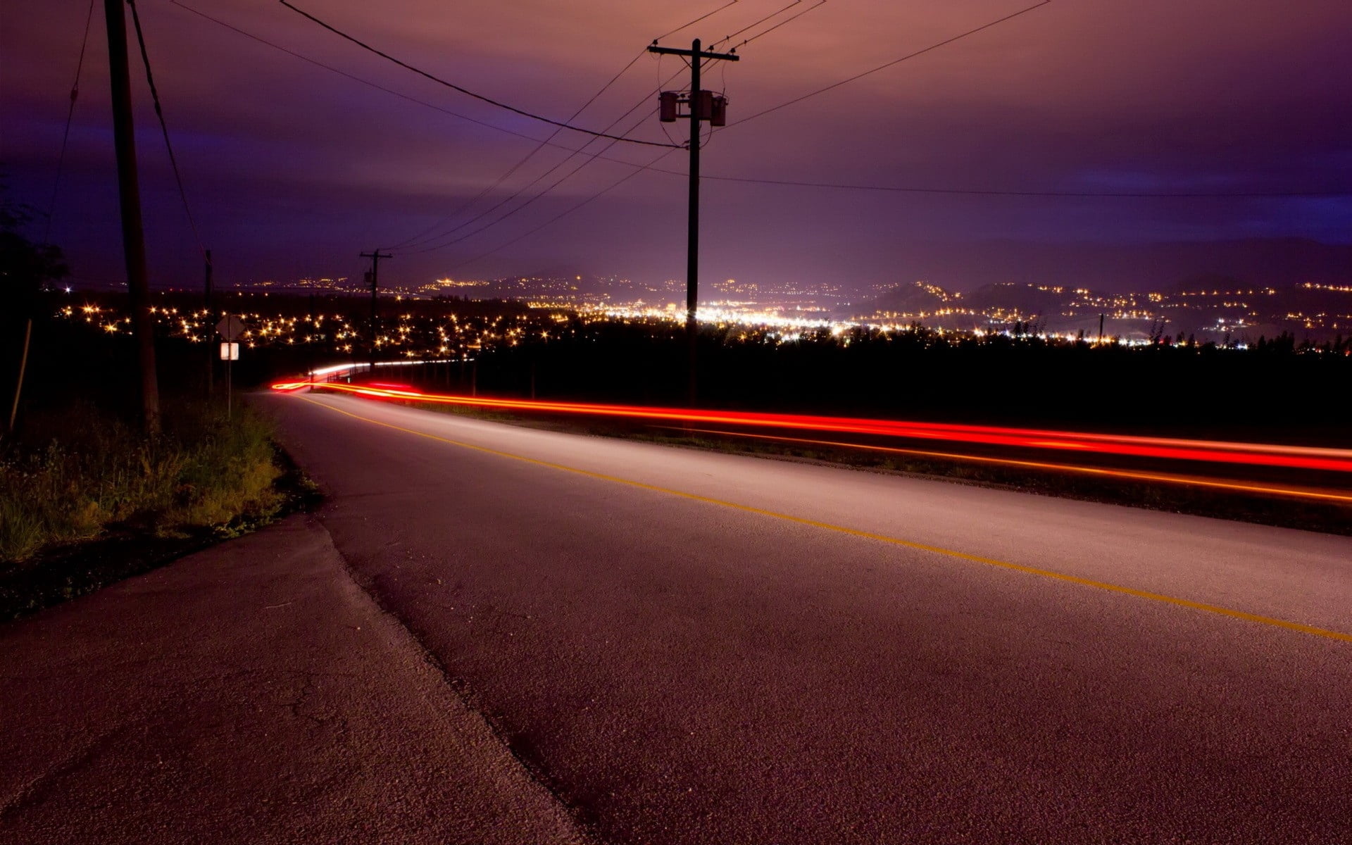 street, illuminated, motion, built Structure, tail Light, street Light, mode of Transport, asphalt, dark, power supply, nature, travel, electricity, light - Natural Phenomenon, HD Wallpaper