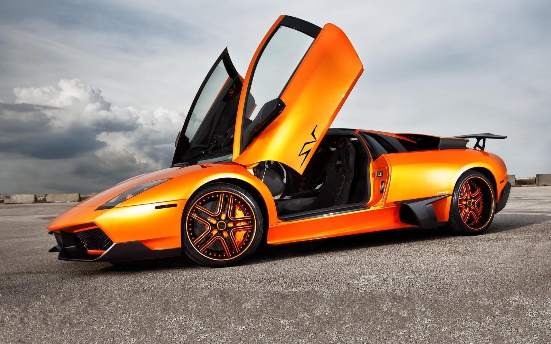 lamborghini murcielago, 1920x1200, cars, orange, sports, superveloce, 1080P, lamborghini, coupe, murcielago, lp, HD Wallpaper