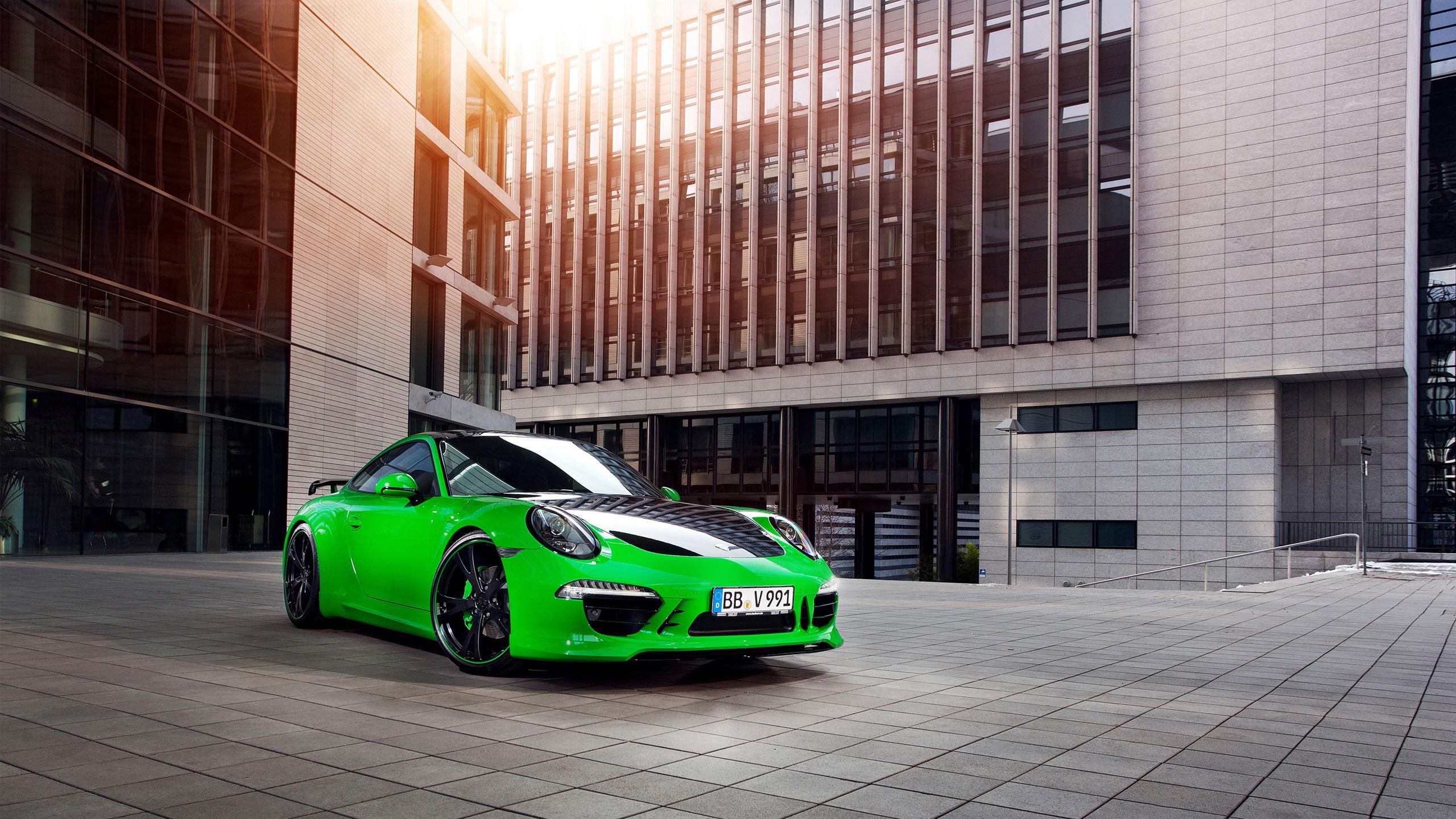 s, 2013, cars, carrera, green, sports, 2K, porsche, coupe, black, techart, HD Wallpaper