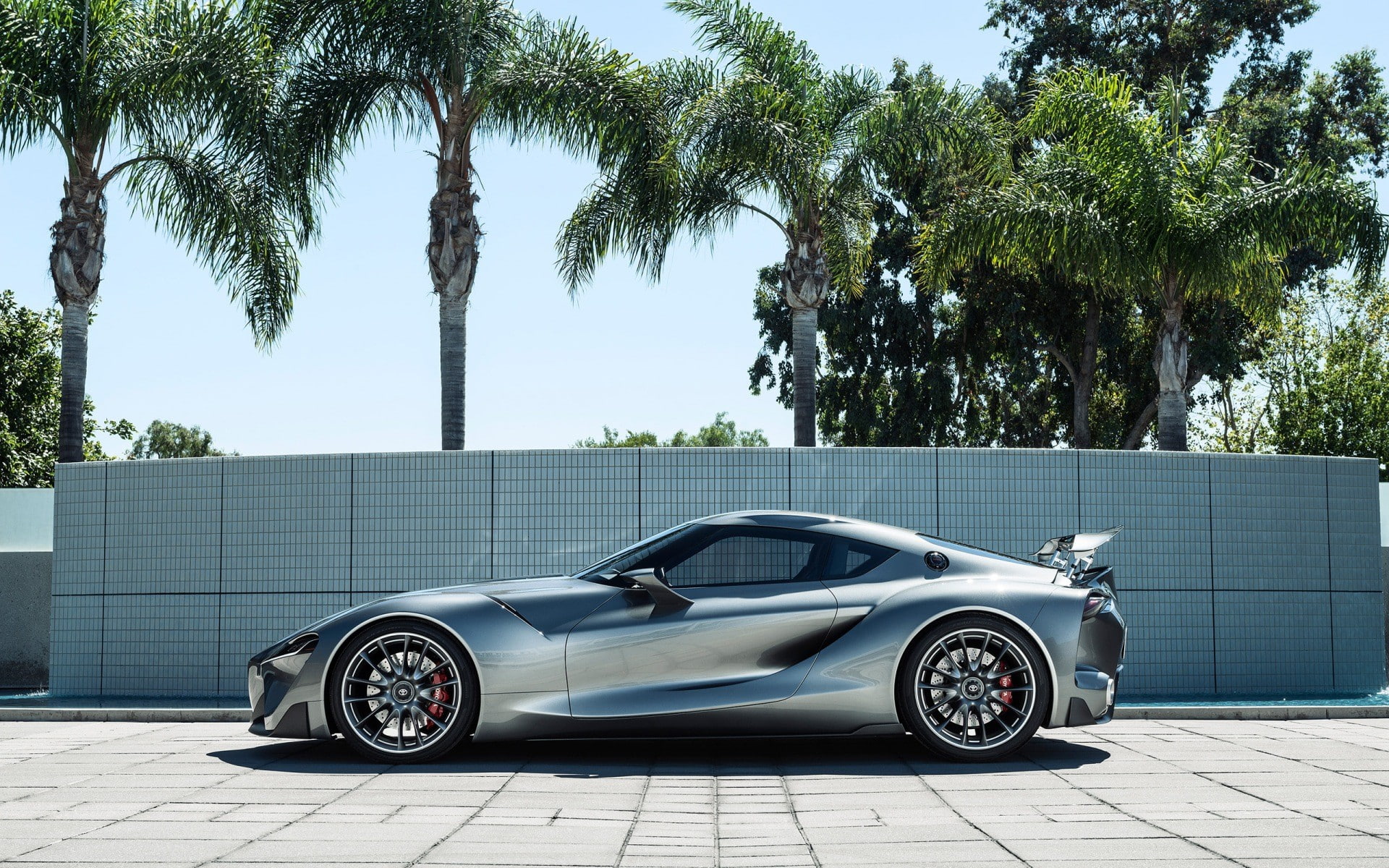 motor vehicle, nature, street, chrome, no people, concept cars, 1080P, stationary, trunk, outdoors, Toyota FT-1, sunlight, luxury, day, land vehicle, wheel, HD Wallpaper