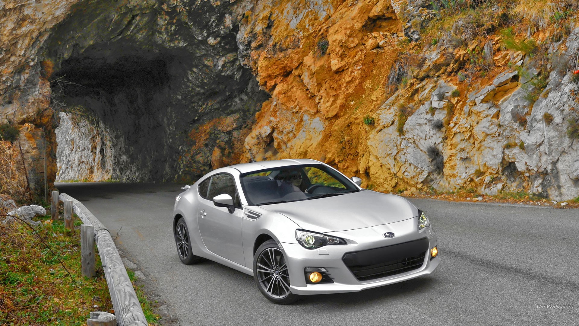 car, cave, nature, 1080P, motor vehicle, land vehicle, motion, rock - object, rock, day, outdoors, mode of transportation, no people, Subaru BRZ, mountain, HD Wallpaper